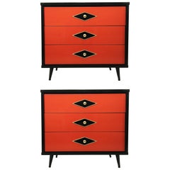 Stunning Pair of Neoclassical Lacquered Chests or Commodes