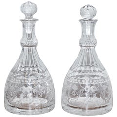 Paire de décanteurs originaux en cristal de Thomas Goode 1827 en verre coupé