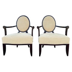 Stunning Pair of Oval X-Back Chairs by Barbara Barry for Baker Furniture