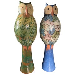 Vintage Stunning Pair of Owls Handmade Hand Glazed, Master Designer Eva Fritz-Lindner
