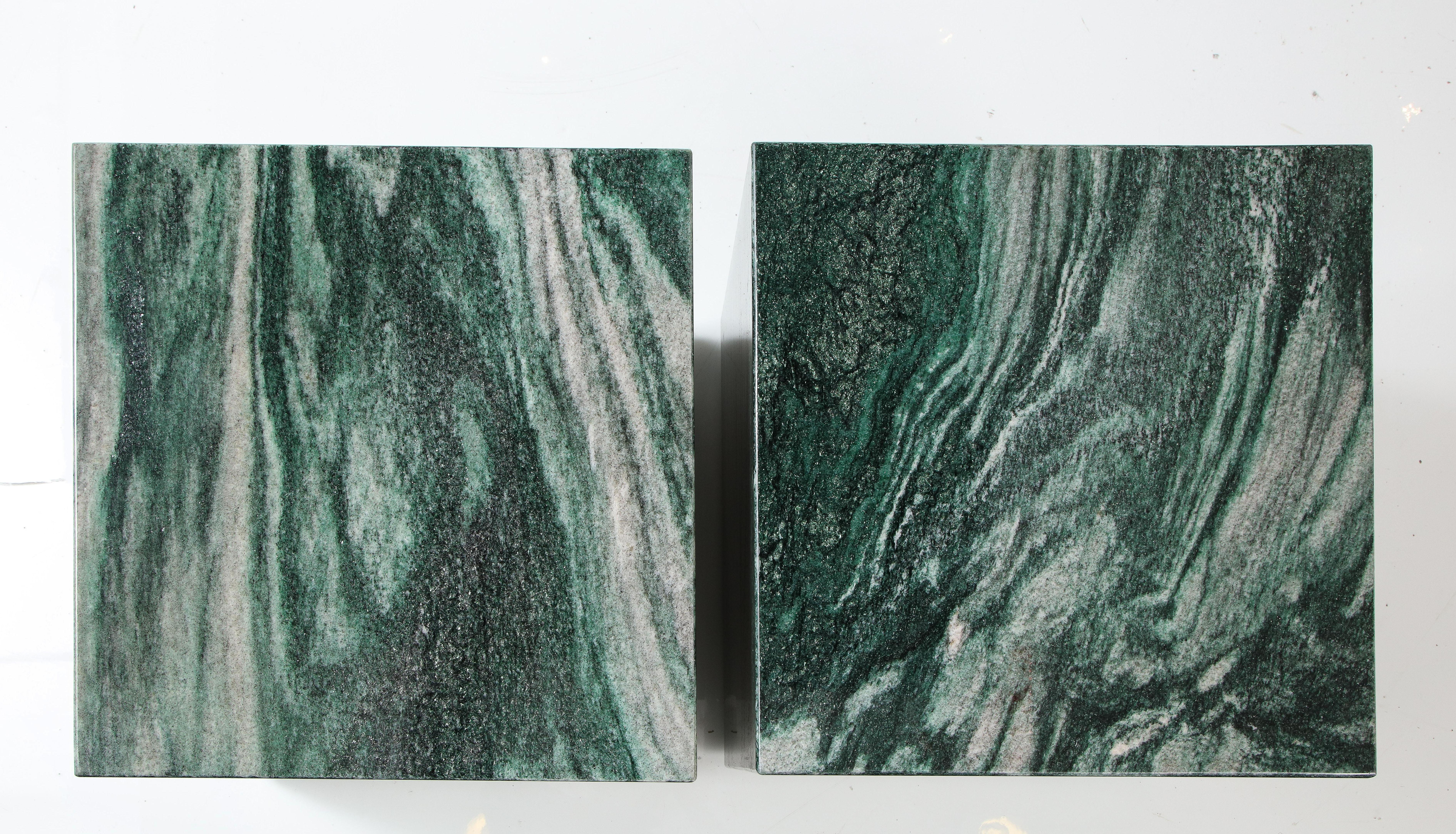 Stunning Pair of Polar Verde Cube Tables For Sale 3