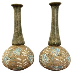Stunning pair of quality antique Doulton shaped vases 