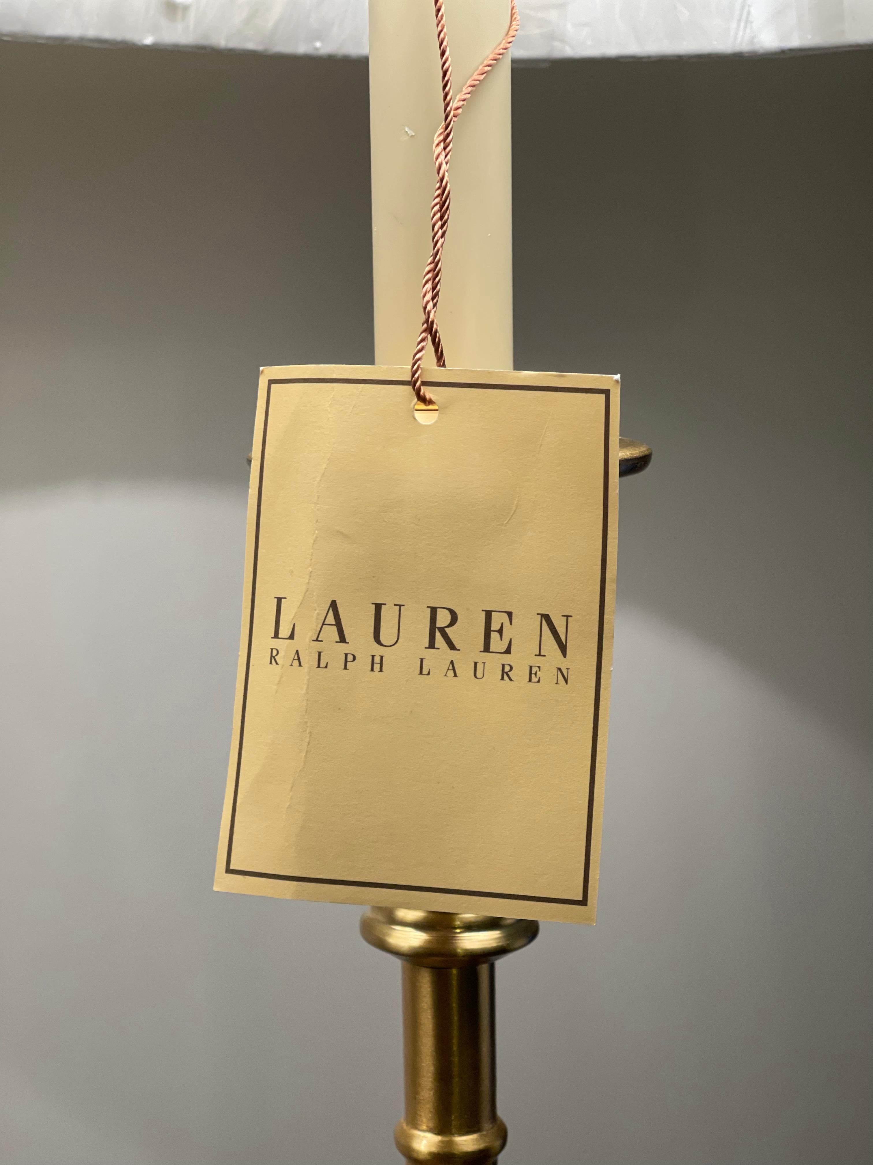 Stunning Pair of Ralph Lauren Tall Victorian Brass Candle Table Lamp 2