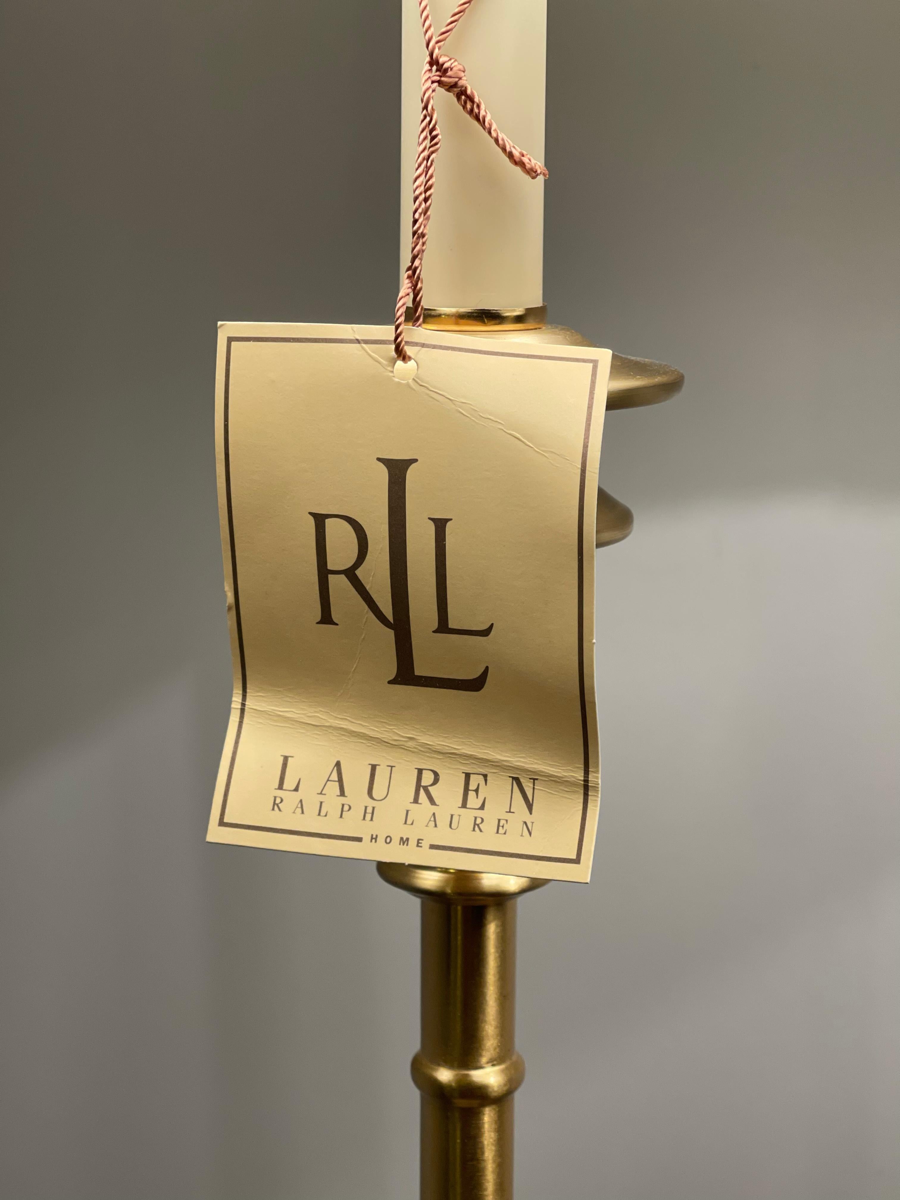 Stunning Pair of Ralph Lauren Tall Victorian Brass Candle Table Lamp 3