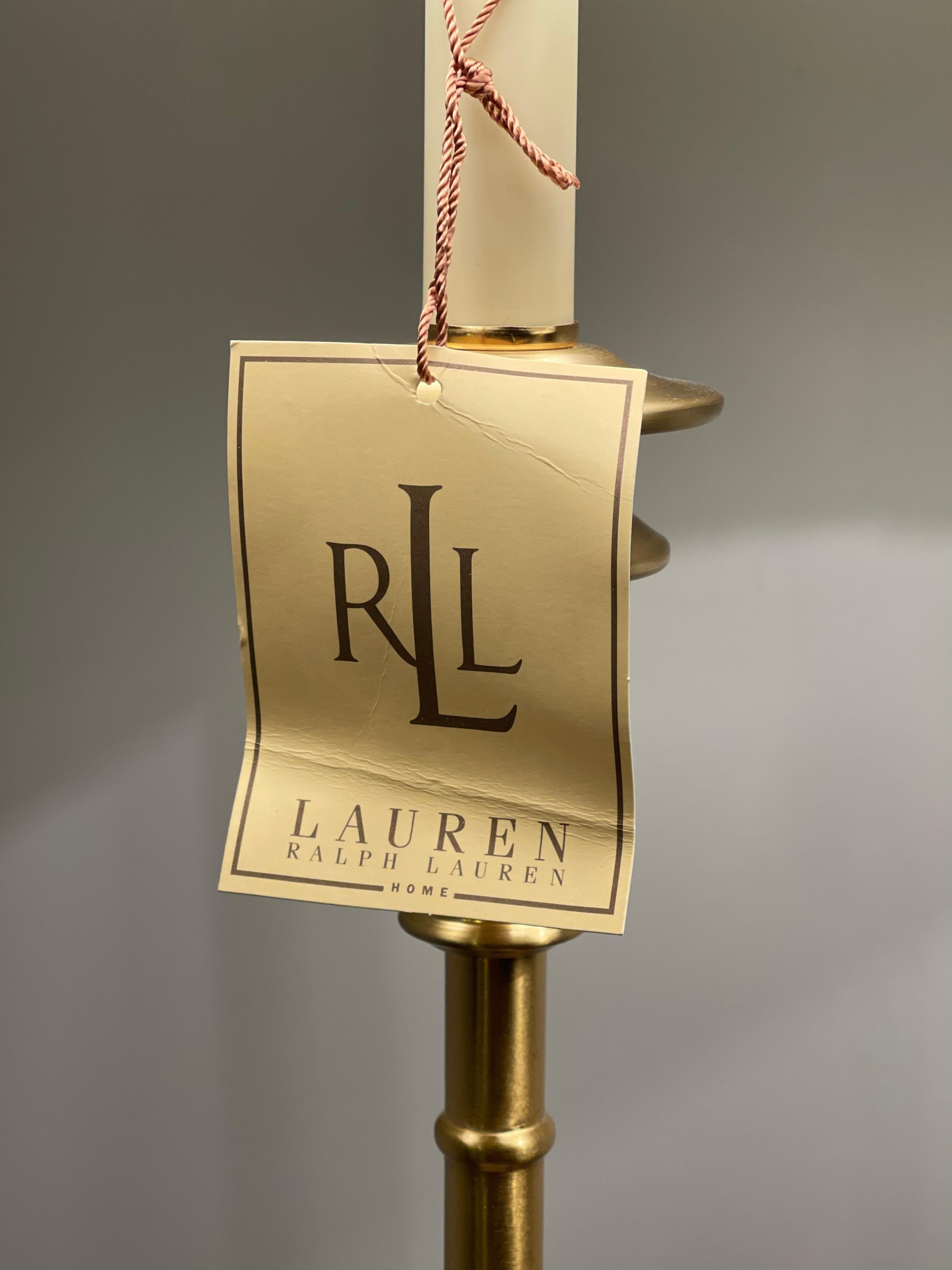 Stunning Pair of Ralph Lauren Tall Victorian Brass Candle Table Lamp 2