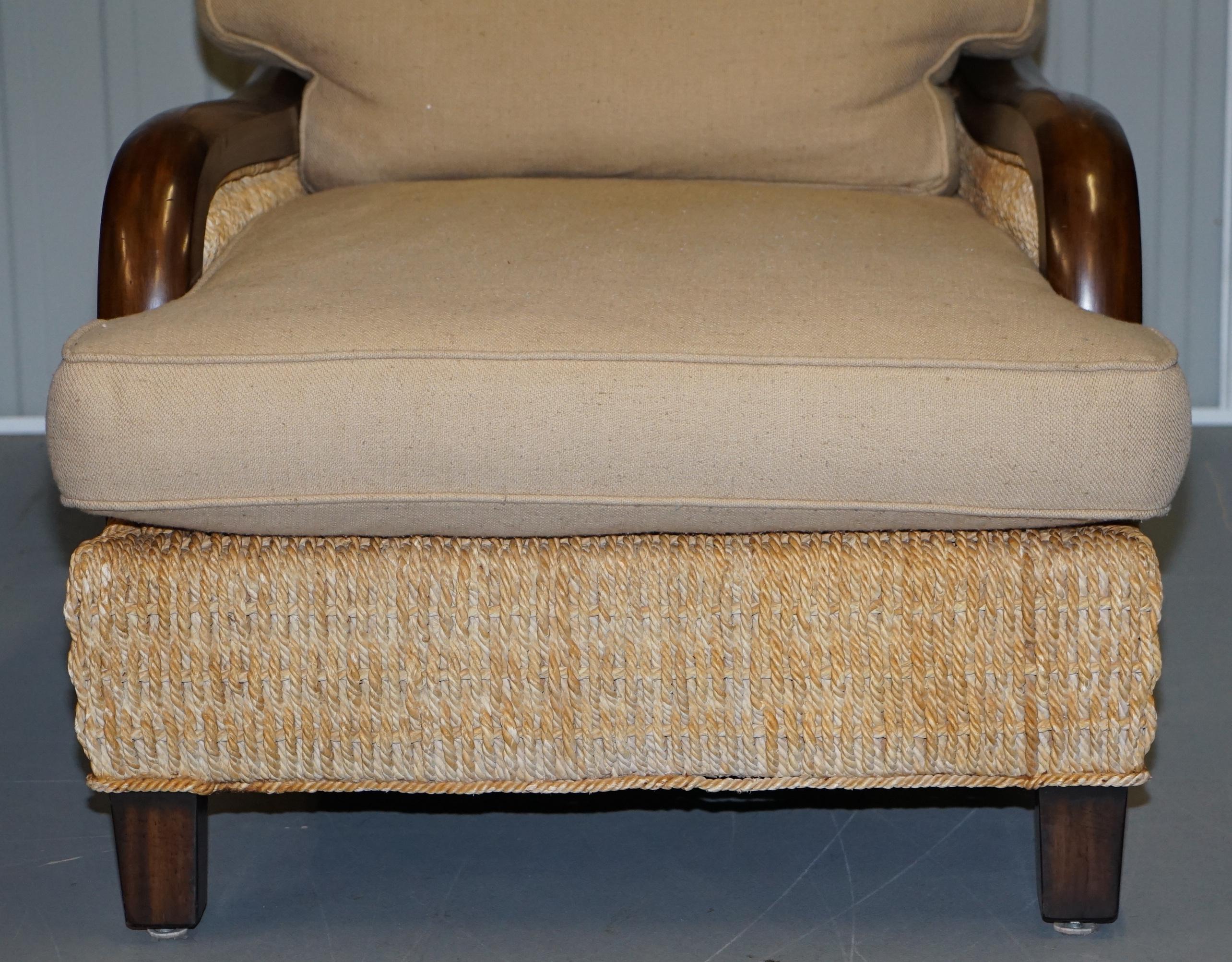 Hand-Crafted Stunning Pair of Ralph Lauren Barrymore Armchairs Wicker Rattan For Sale