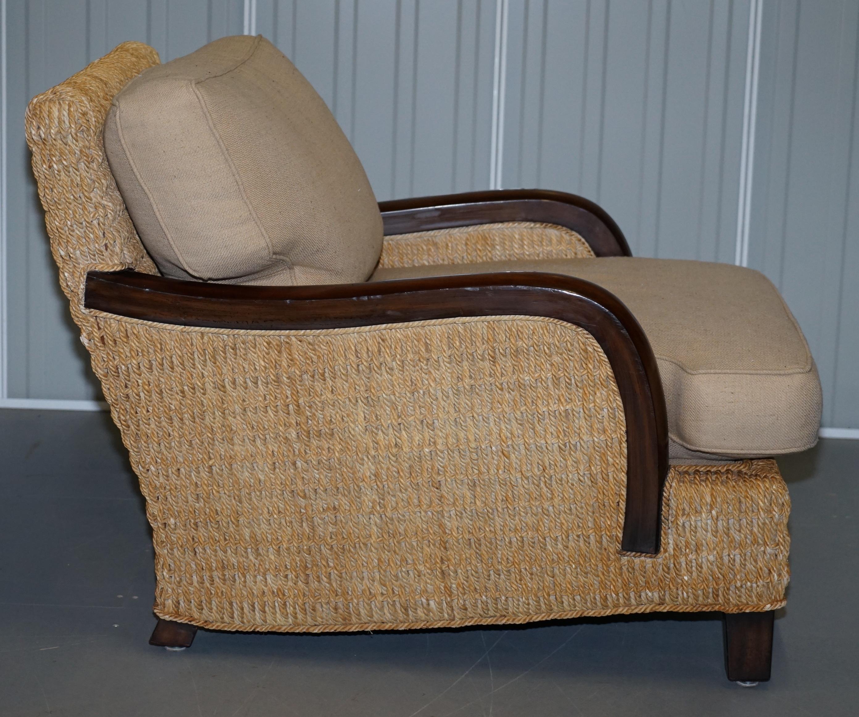 Contemporary Stunning Pair of Ralph Lauren Barrymore Armchairs Wicker Rattan For Sale