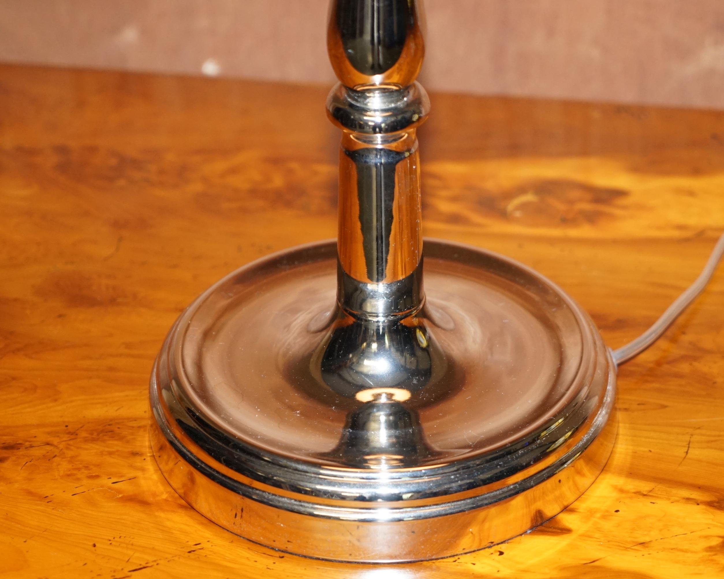 20th Century Stunning Pair of Ralph Lauren Chrome Victorian Candlestick Lamps