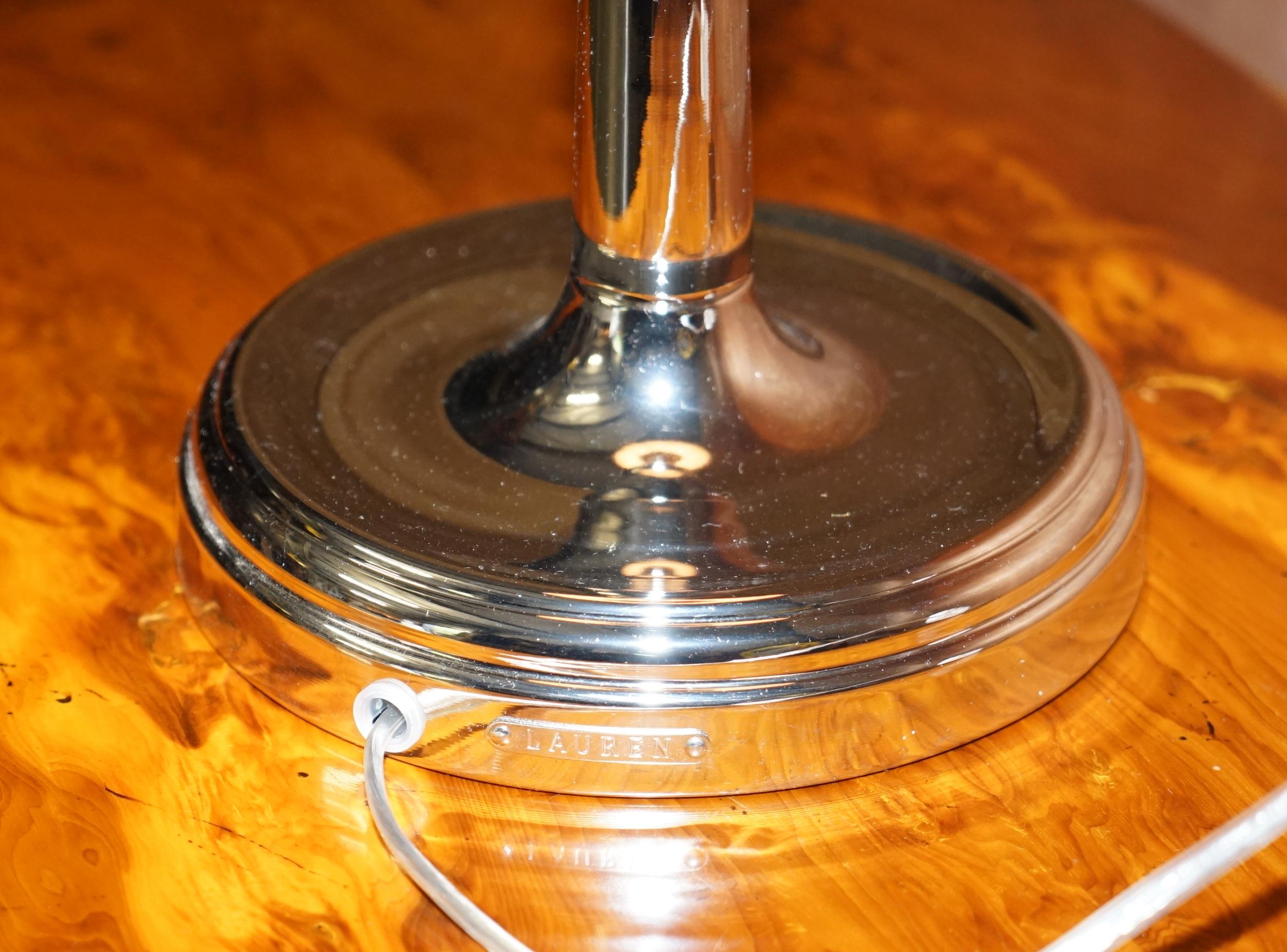 Stunning Pair of Ralph Lauren Chrome Victorian Candlestick Lamps 1