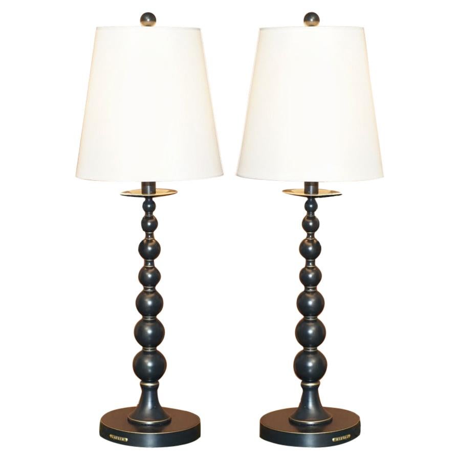 Stunning Pair of Ralph Lauren Gilt Bobbin Turned Table Desk Lamps