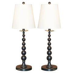 Stunning Pair of Ralph Lauren Gilt Bobbin Turned Table Desk Lamps