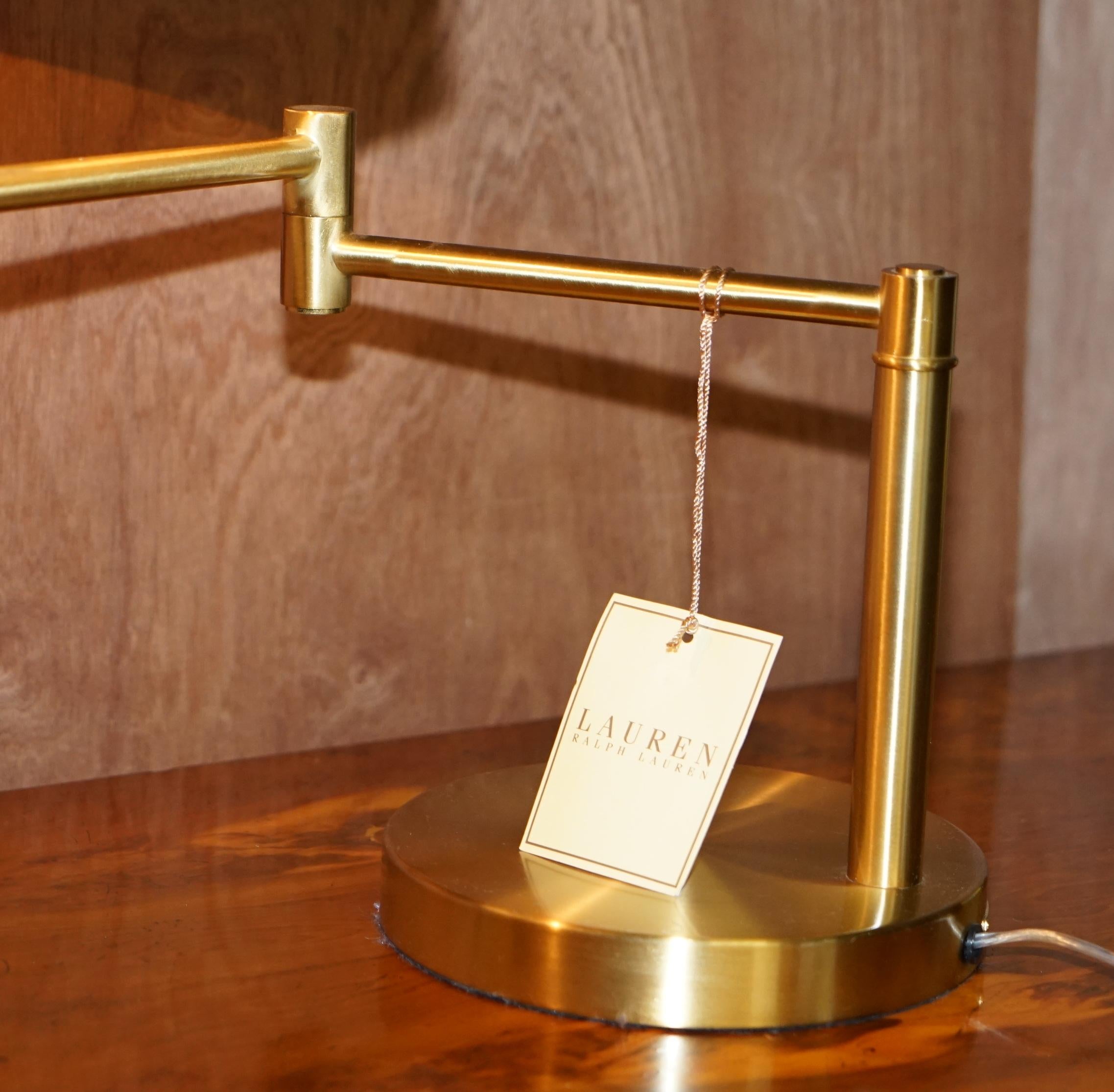 Hand-Crafted Stunning Pair of Ralph Lauren Gilt Brass Articulated Table Desk Lamps