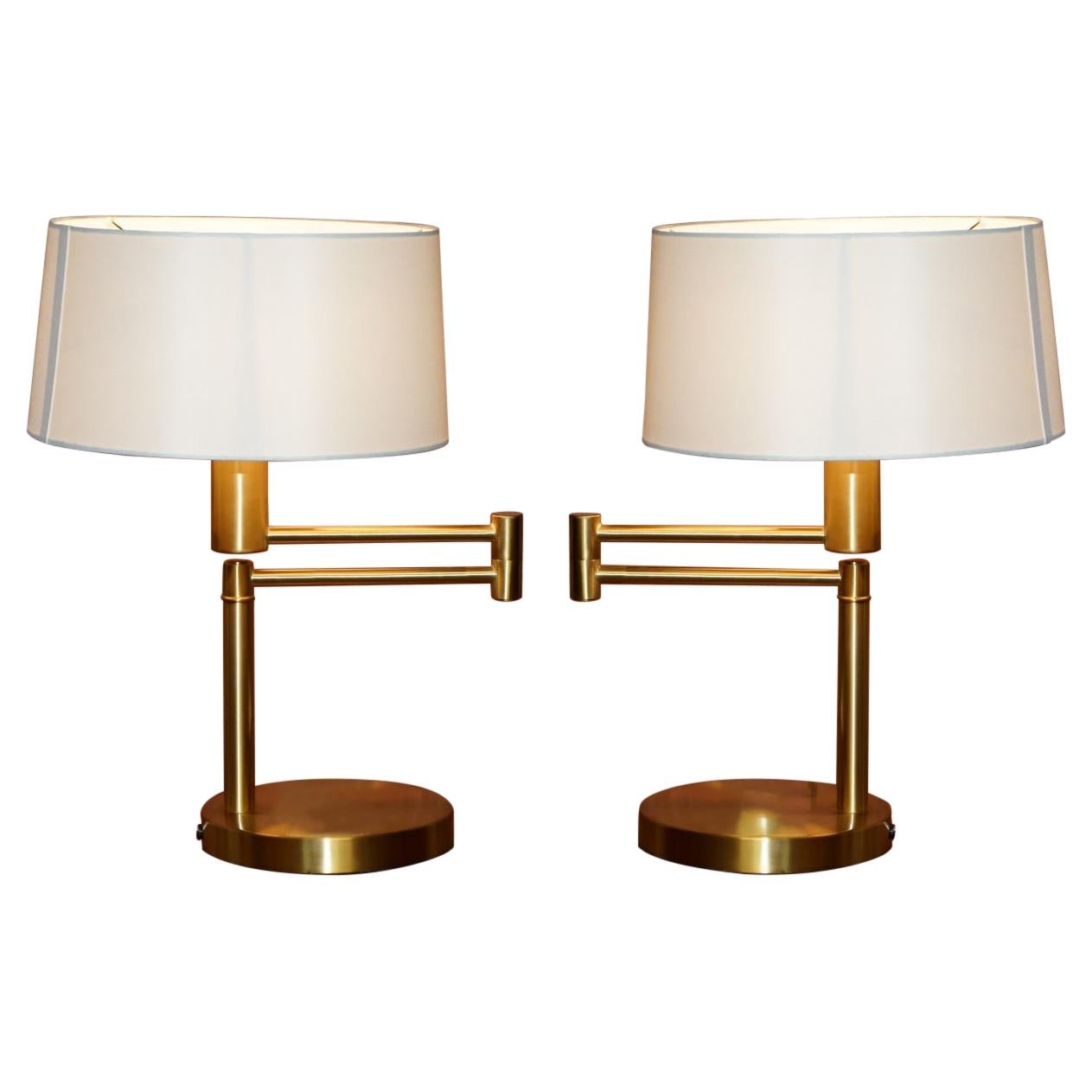 Stunning Pair of Ralph Lauren Gilt Brass Articulated Table Desk Lamps