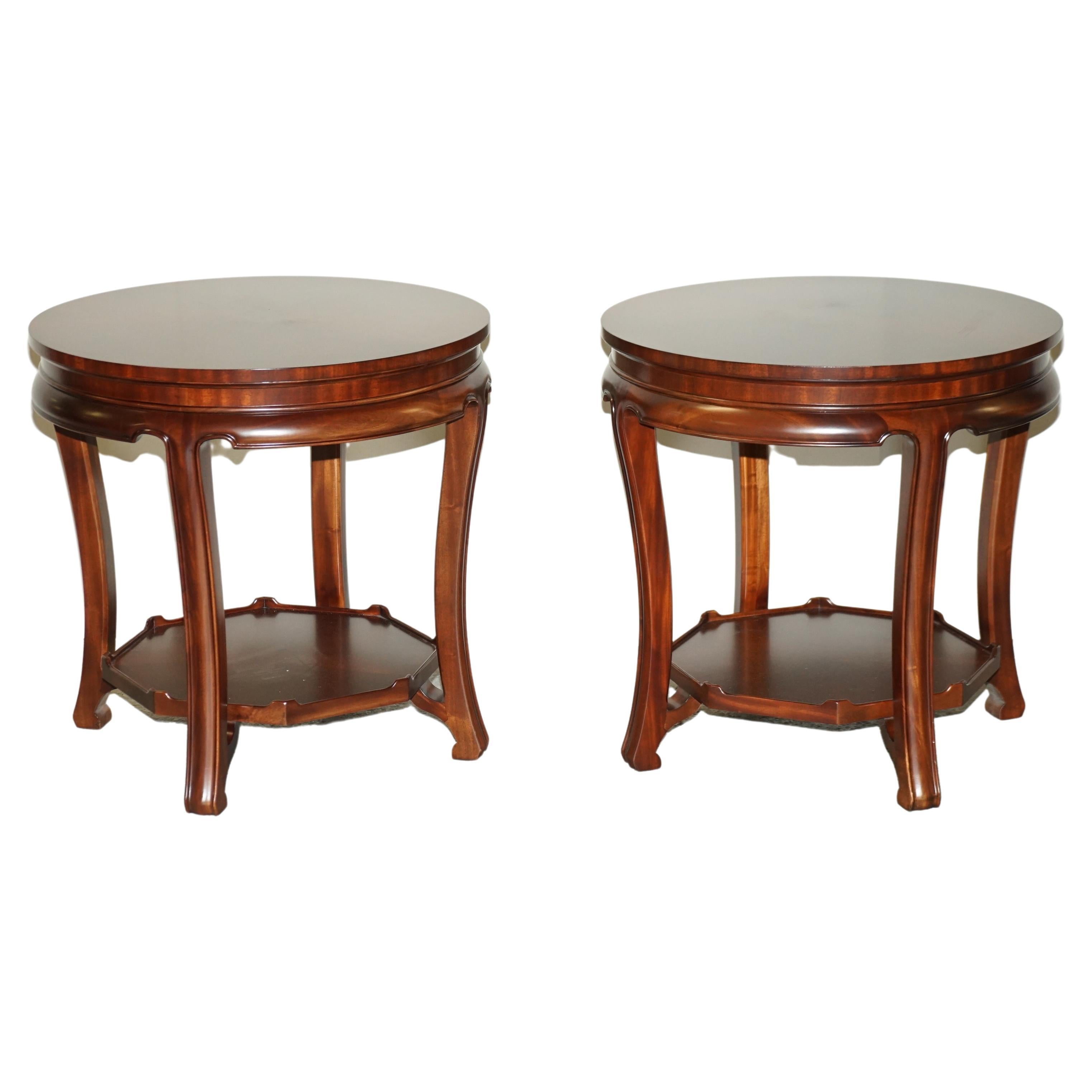 STUNNING PAIR OF RALPH LAUREN SIDE END LAMP WiNE TABLES LOVELY PATIN For Sale