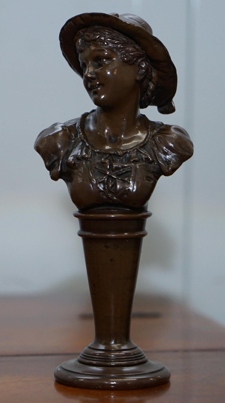 Stunning Pair of Rare Original Victorian Solid Miniature Bronze Bust