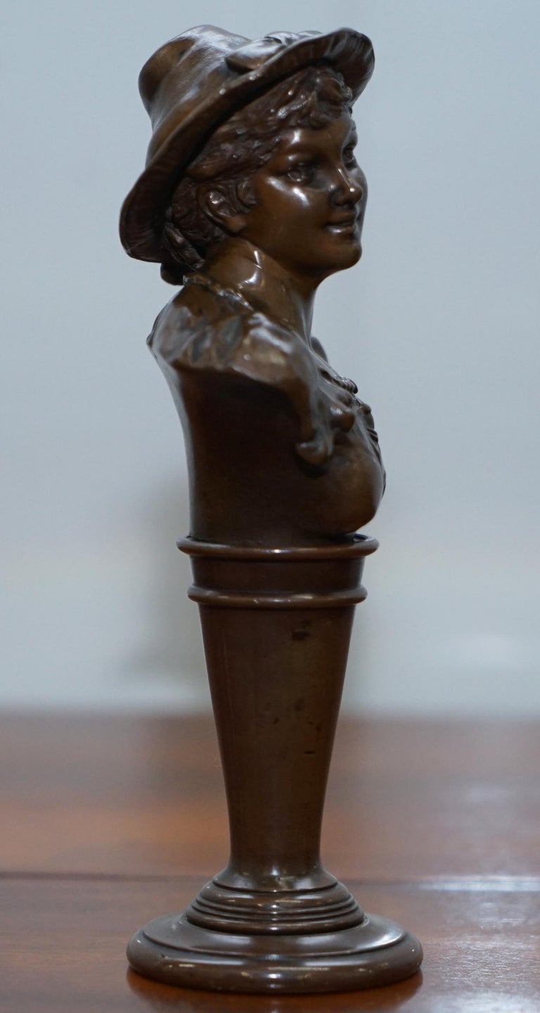 Stunning Pair of Rare Original Victorian Solid Miniature Bronze Bust