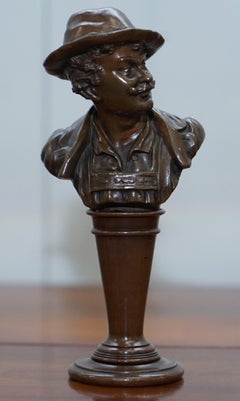 Stunning Pair of Rare Original Victorian Solid Miniature Bronze Bust Statues