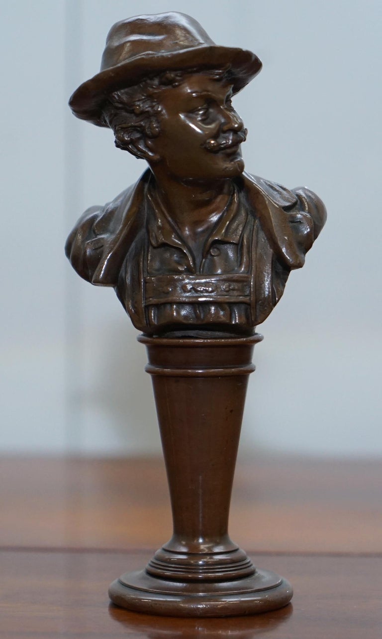 Stunning Pair of Rare Original Victorian Solid Miniature Bronze Bust