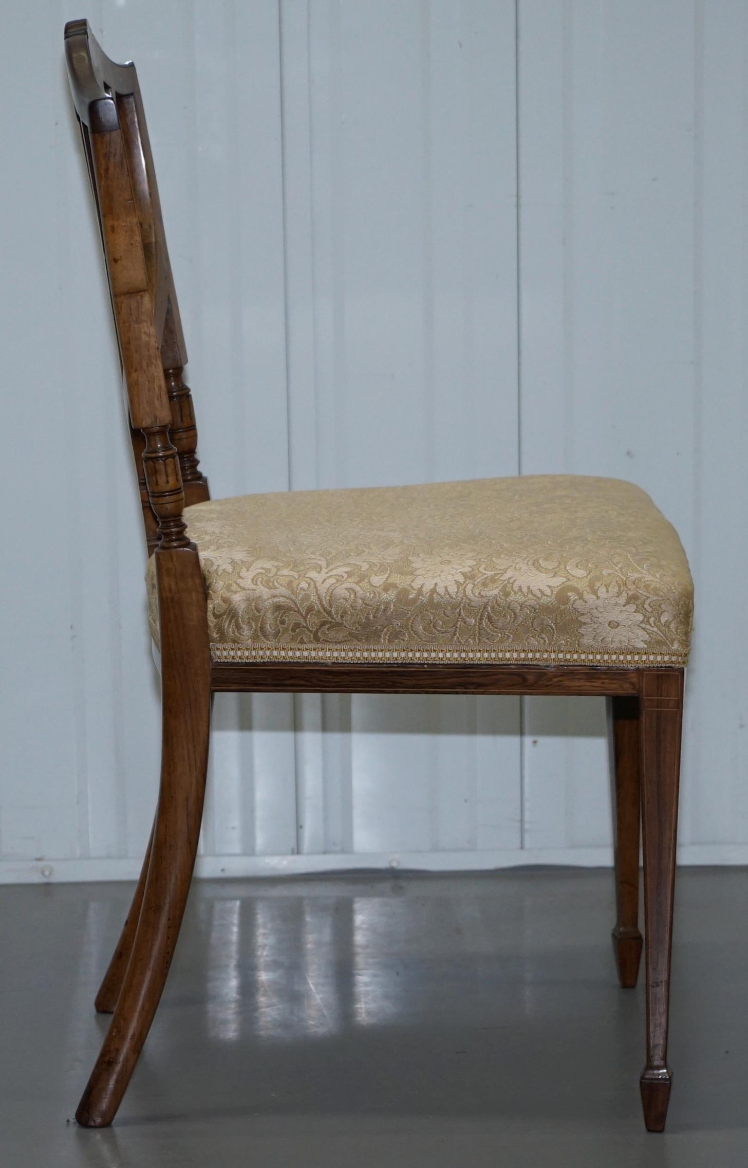 Stunning Pair of Rosewood Sheraton Revival Style Occasional Chairs Part Suite 3