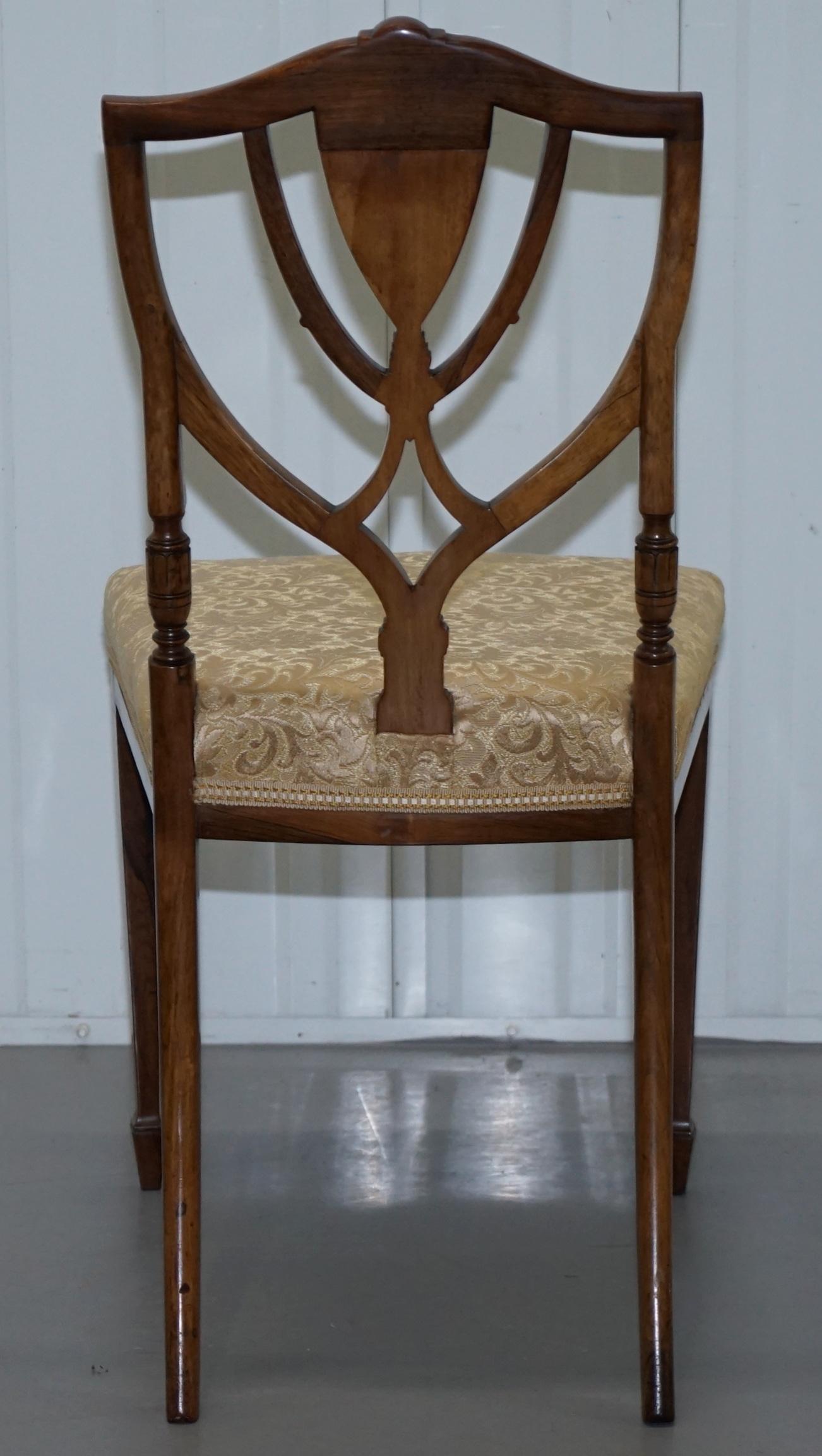 Stunning Pair of Rosewood Sheraton Revival Style Occasional Chairs Part Suite 6