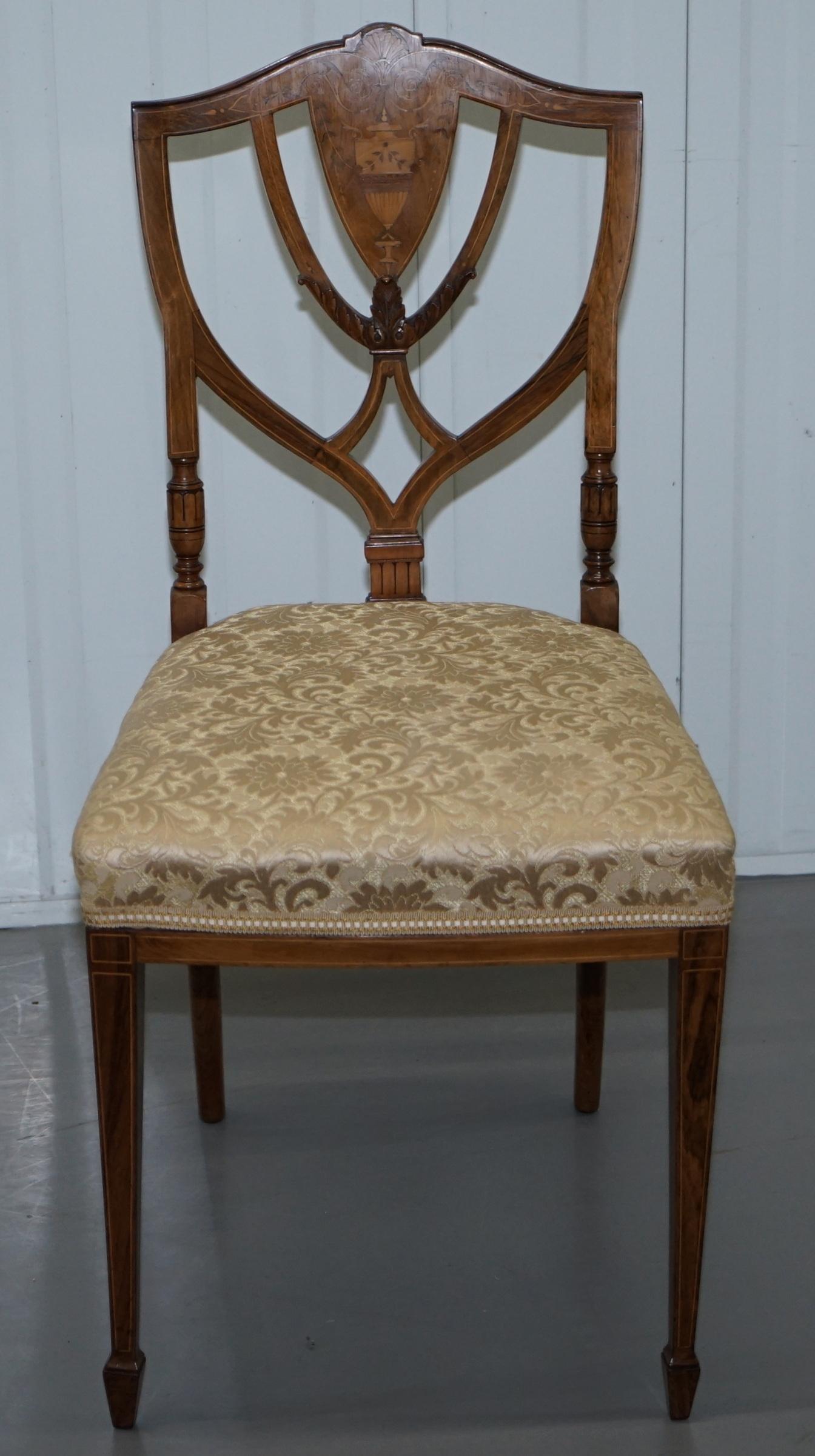 Stunning Pair of Rosewood Sheraton Revival Style Occasional Chairs Part Suite 10