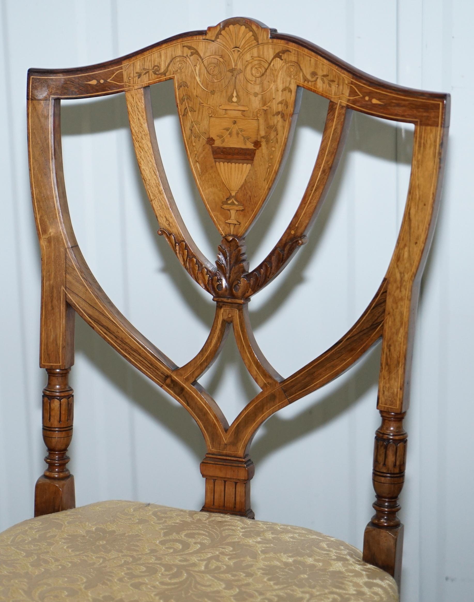 Stunning Pair of Rosewood Sheraton Revival Style Occasional Chairs Part Suite 11