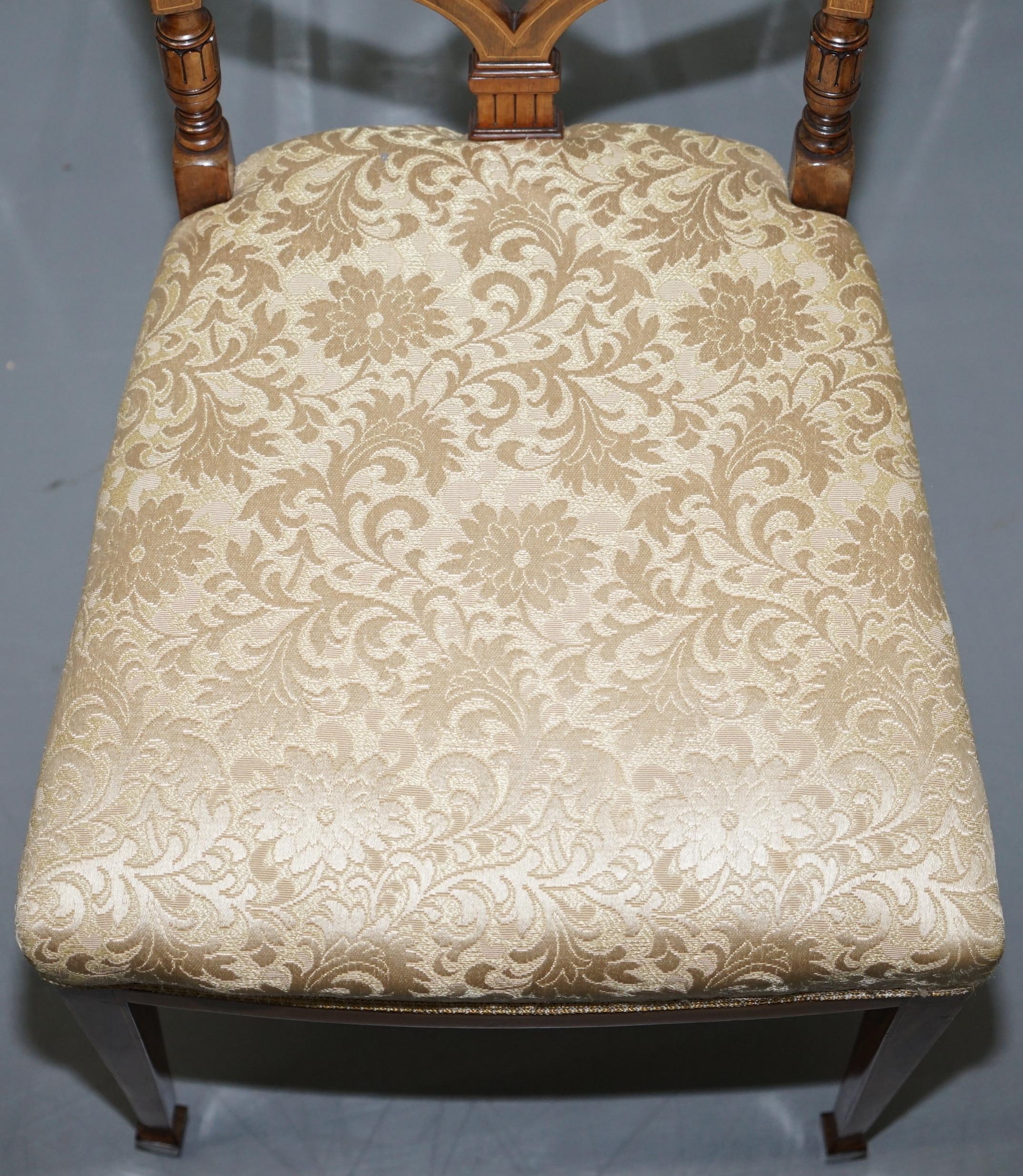 Stunning Pair of Rosewood Sheraton Revival Style Occasional Chairs Part Suite 13