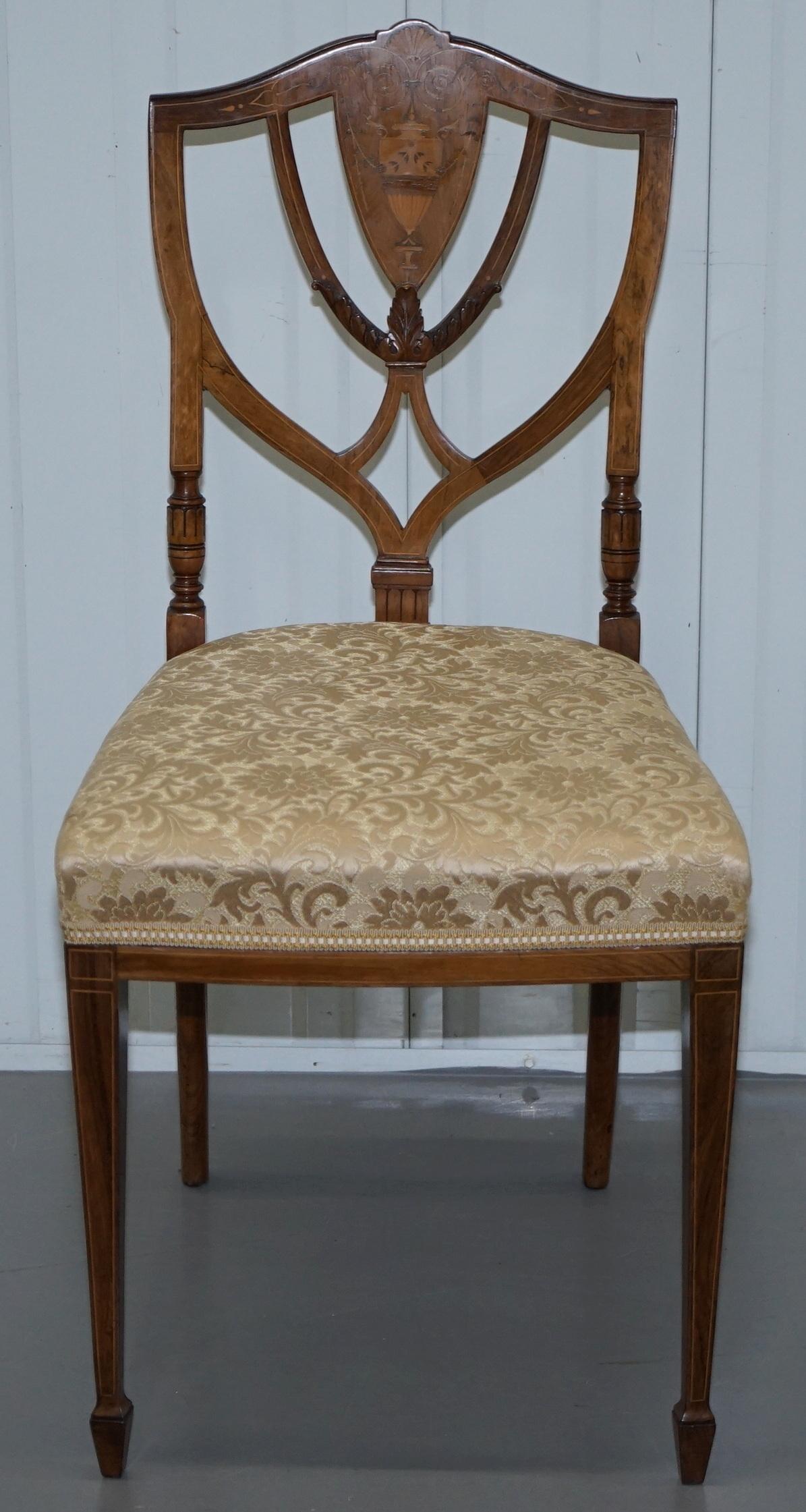 Edwardian Stunning Pair of Rosewood Sheraton Revival Style Occasional Chairs Part Suite