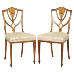 Stunning Pair of Rosewood Sheraton Revival Style Occasional Chairs Part Suite