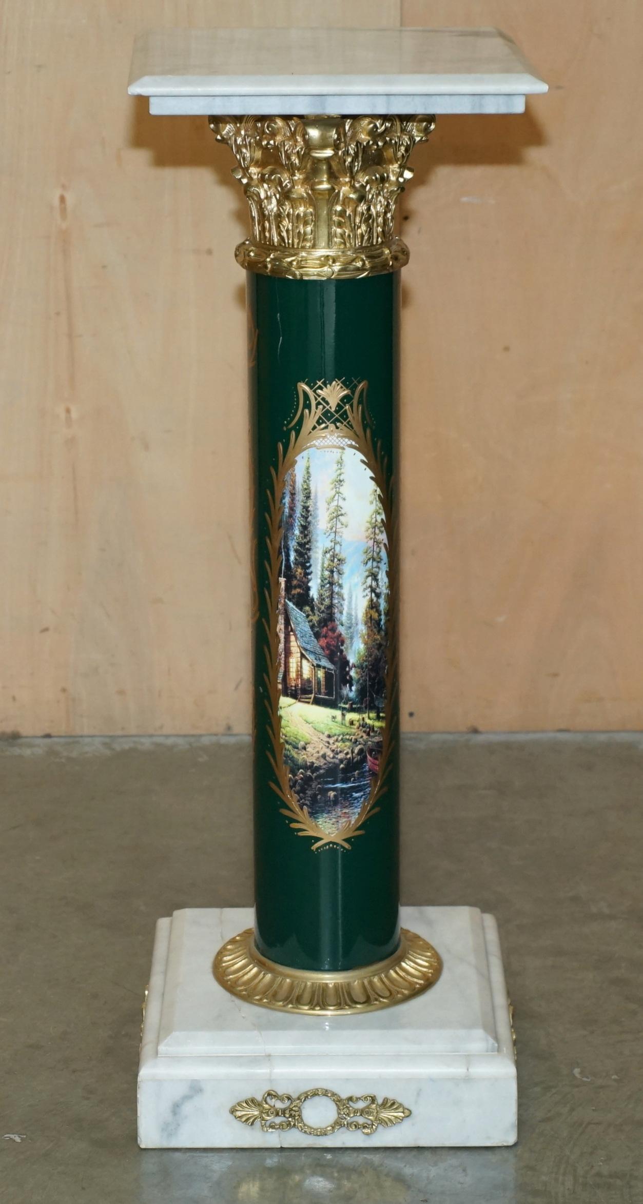 STUNNiNG PAAR KÖNIGLICHER ITALIENISCHER CARRARA-MARBEL & ENAMEL-LACKIERTE BRASS-SÄULEN im Angebot 11