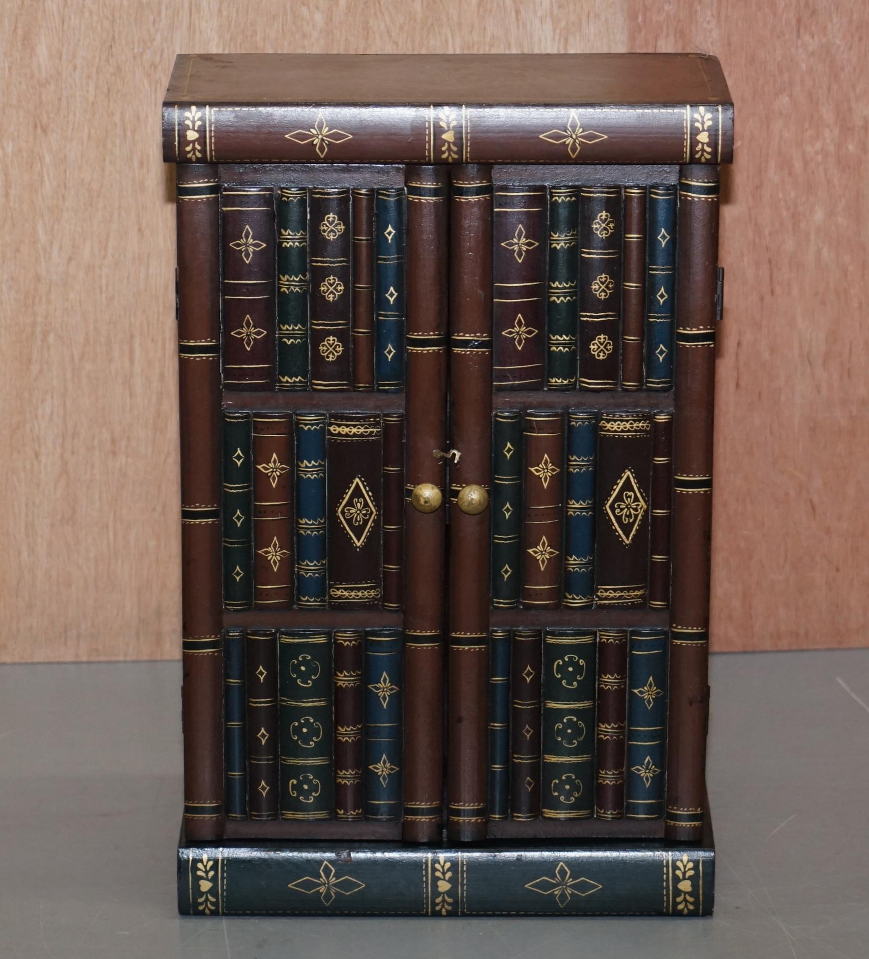 Stunning Pair of Side End Lamp Wine Table Sized Faux Book Library Study Cabinets 4