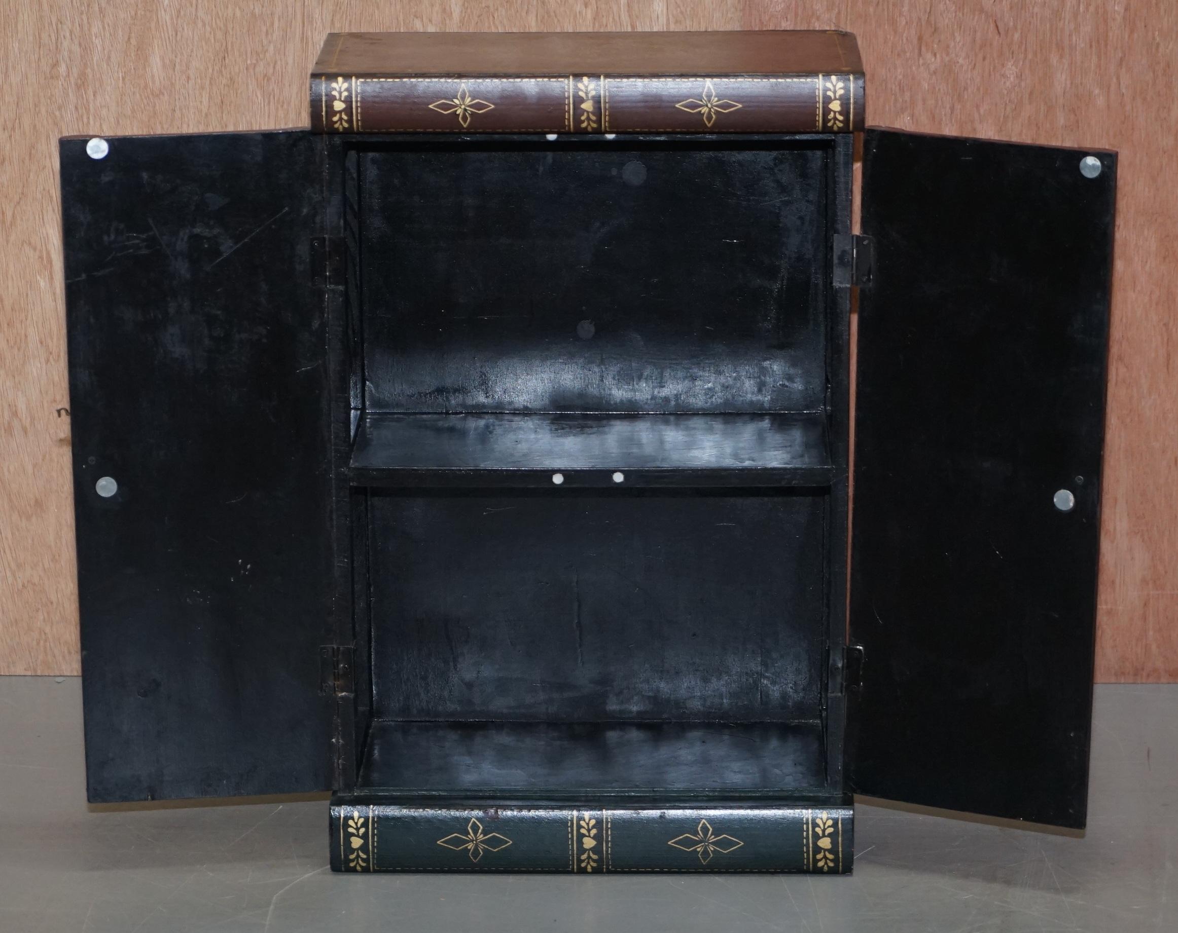 Stunning Pair of Side End Lamp Wine Table Sized Faux Book Library Study Cabinets 12