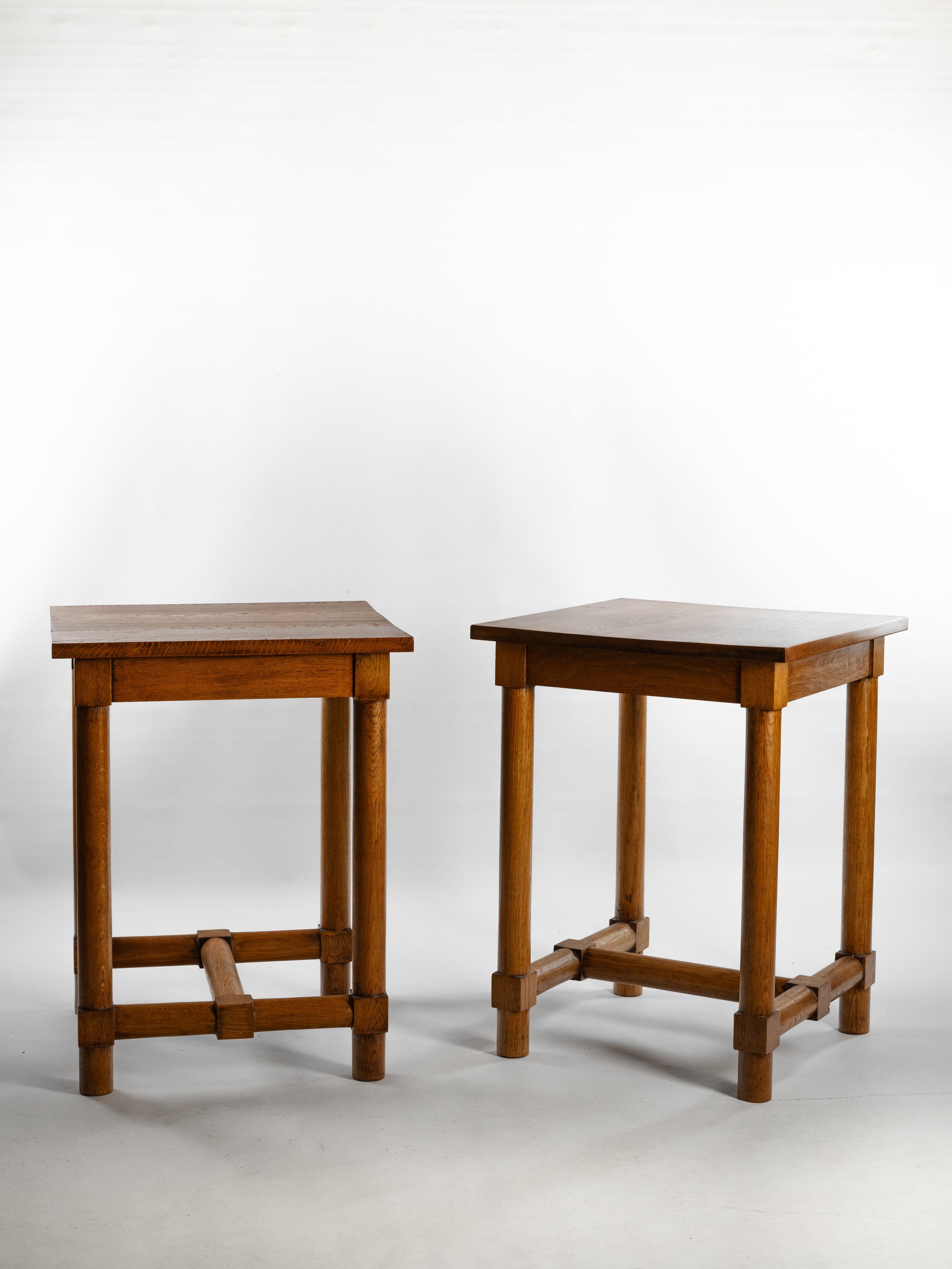 Stunning pair of Side Table in solid wood by Jacques Adnet 7
