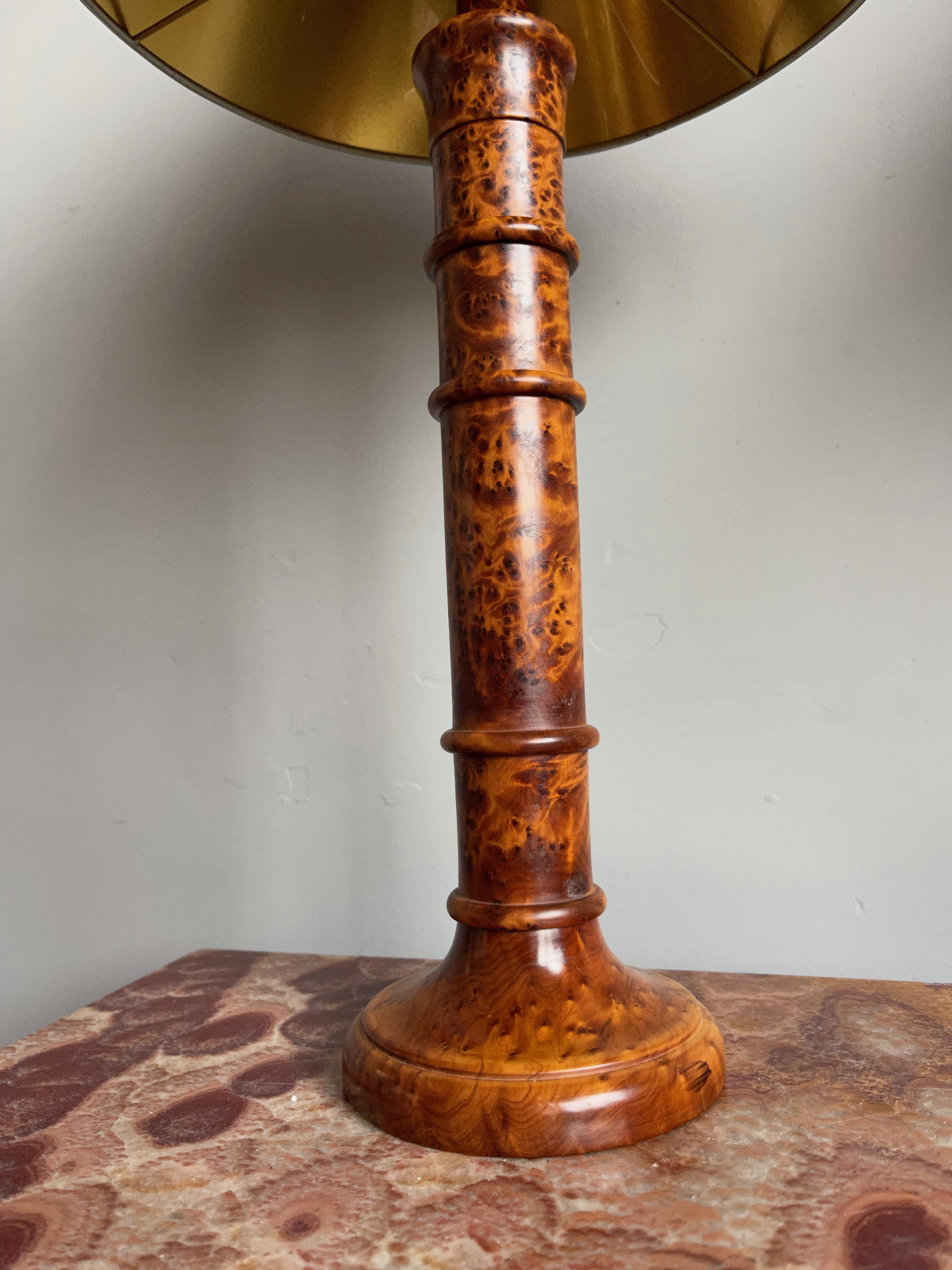 Stunning Pair of Solid Burl / Burr Wood Table Lamps Pair of Stylish Turned Lamps 9