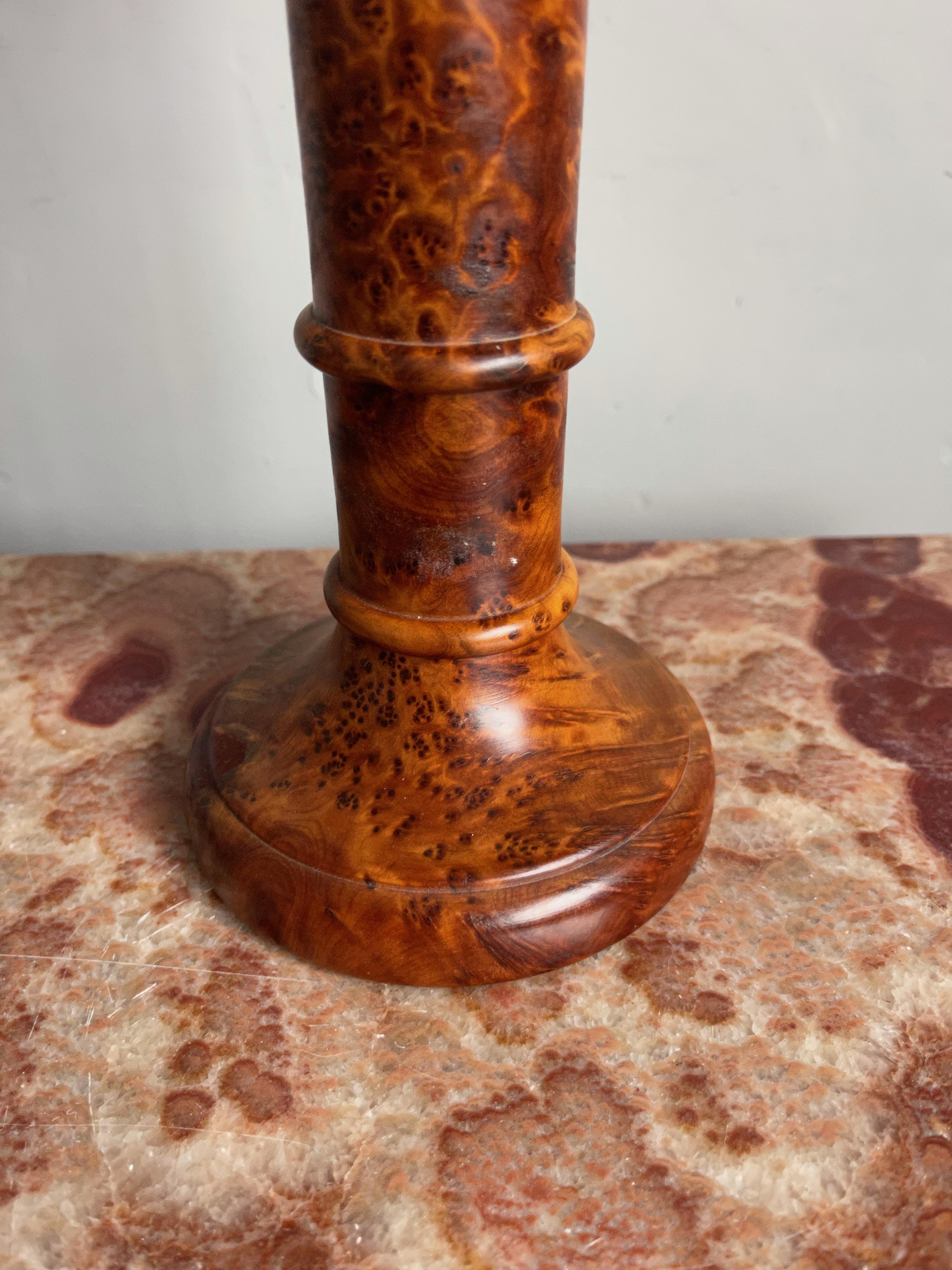 Stunning Pair of Solid Burl / Burr Wood Table Lamps Pair of Stylish Turned Lamps 11