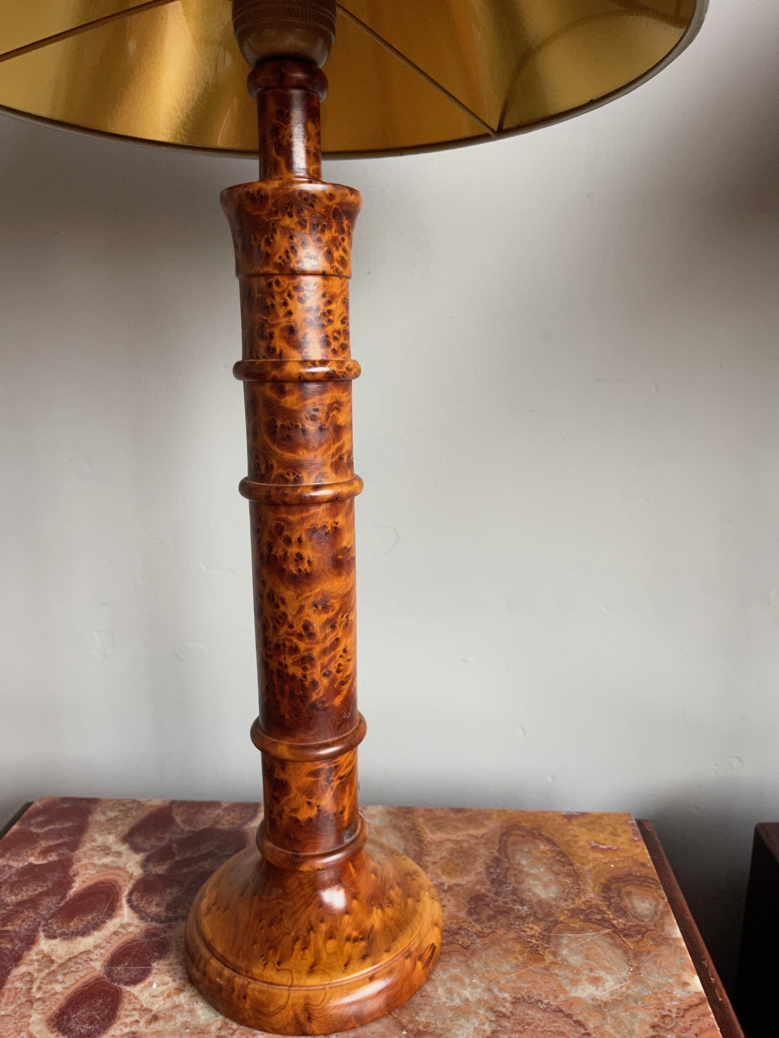 Stunning Pair of Solid Burl / Burr Wood Table Lamps Pair of Stylish Turned Lamps 13