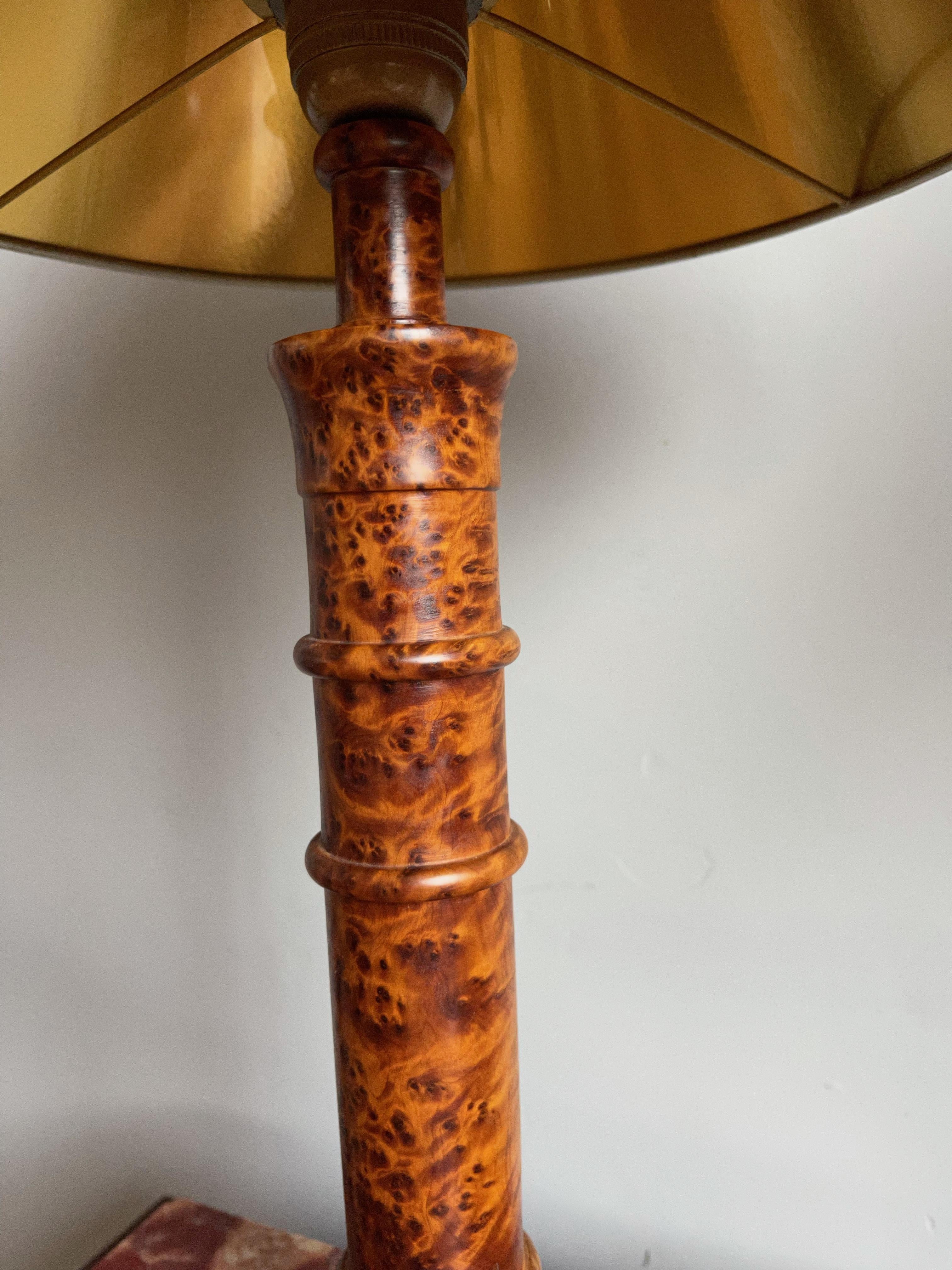 Stunning Pair of Solid Burl / Burr Wood Table Lamps Pair of Stylish Turned Lamps 1