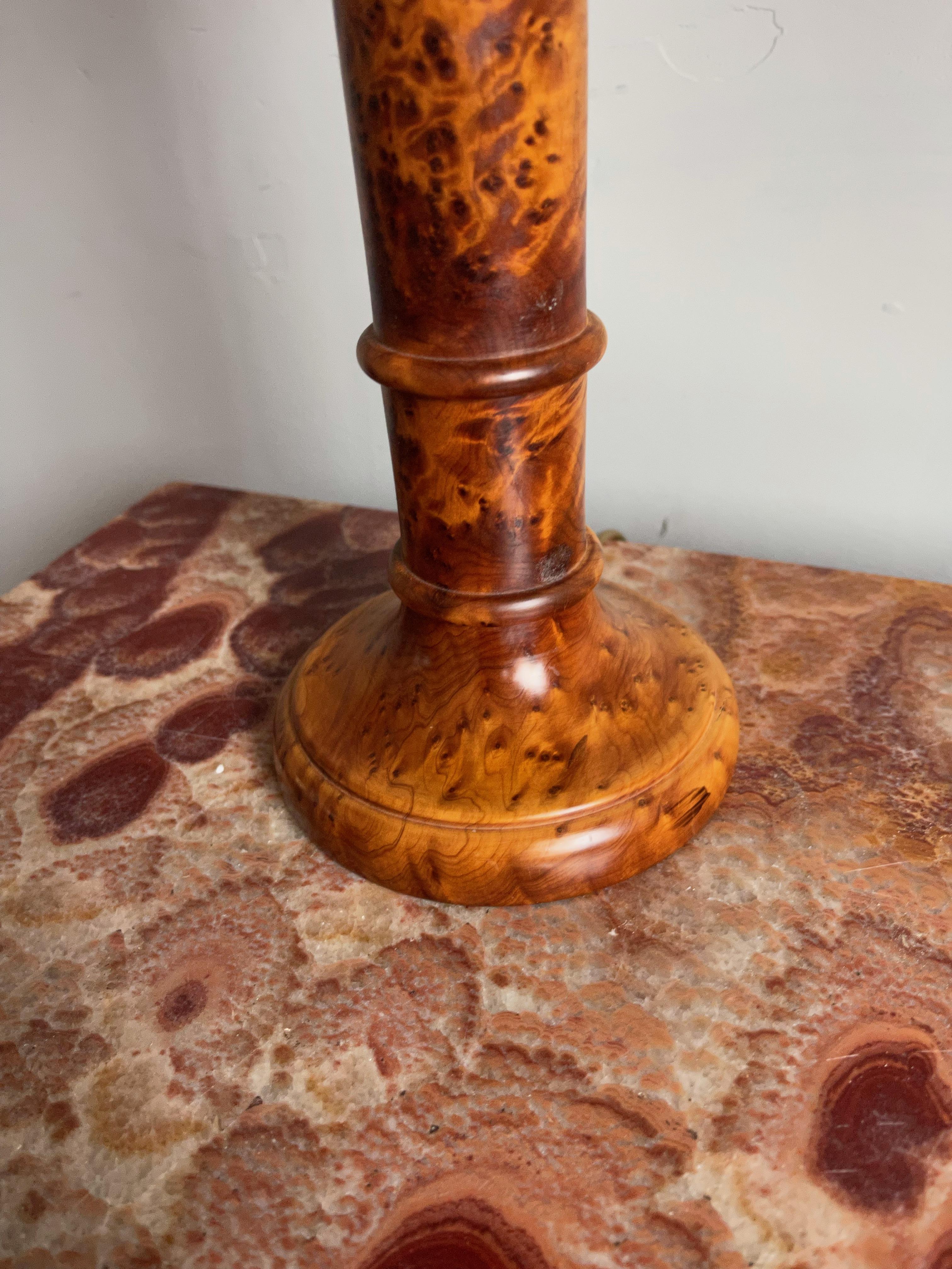 Stunning Pair of Solid Burl / Burr Wood Table Lamps Pair of Stylish Turned Lamps 2