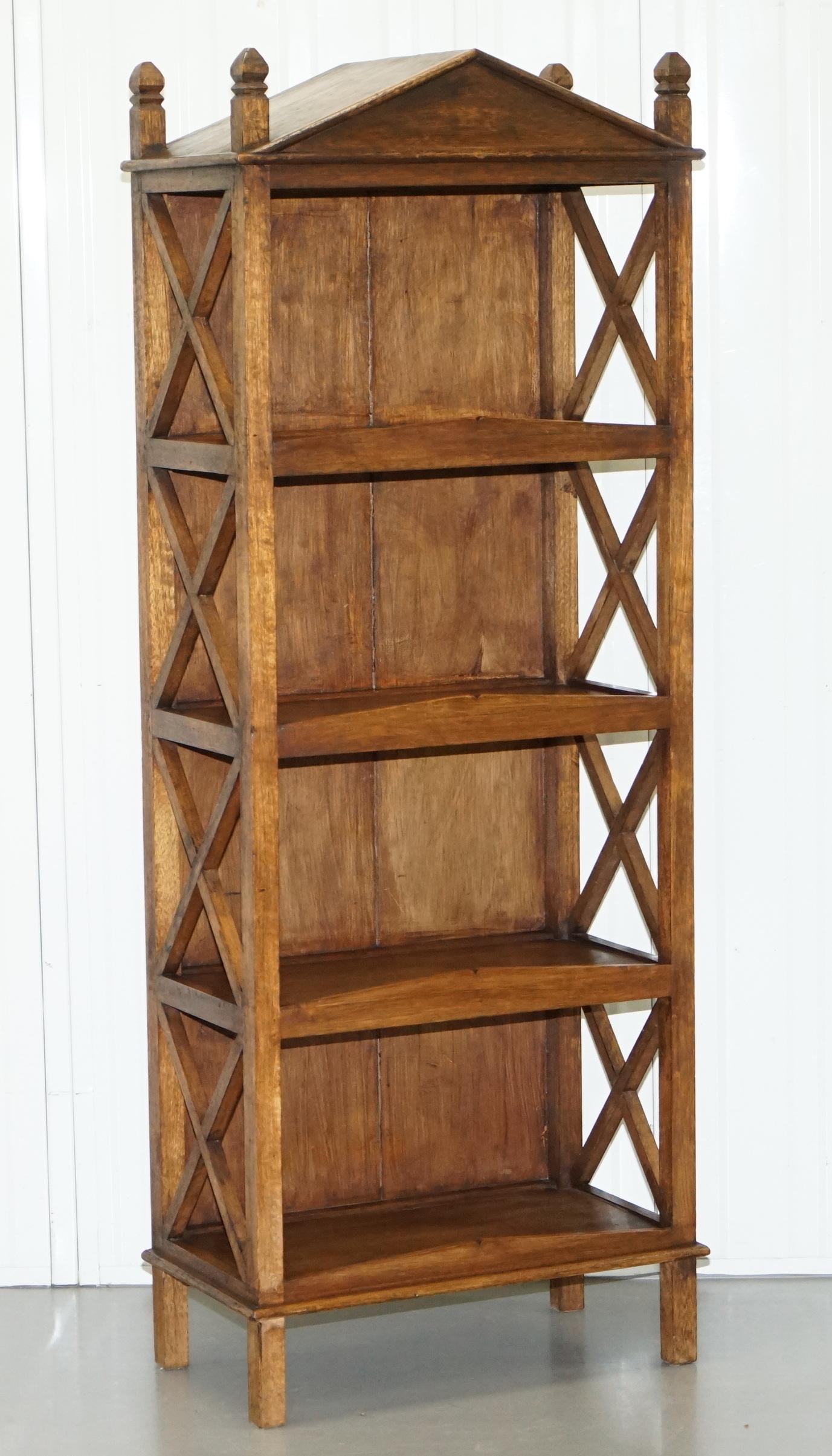 Stunning Pair of Steeple Top Solid Wood Bookcases Very Decorative Matching Set 4
