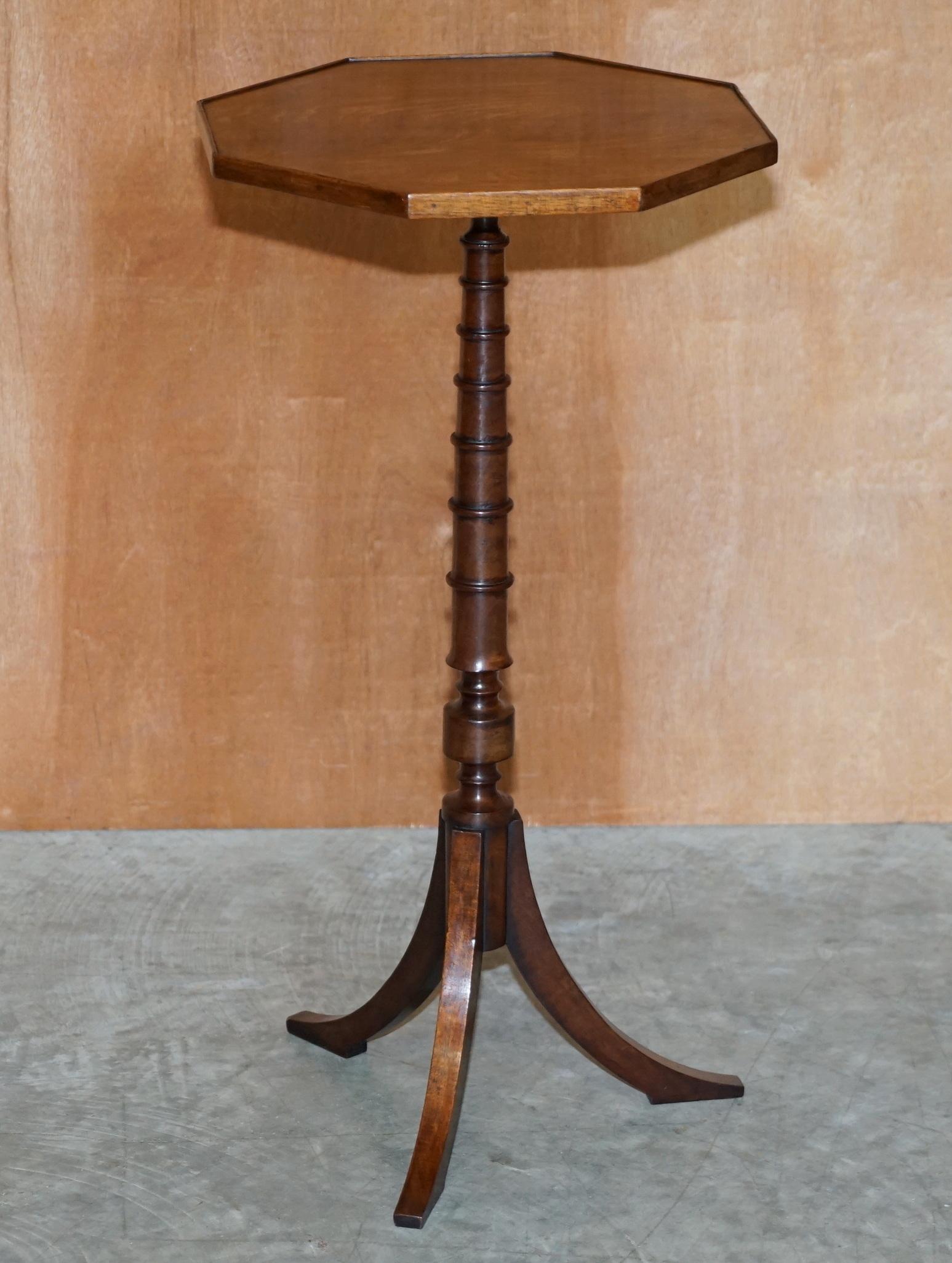 19th Century Stunning Pair of Victorian Hardwood Ring Turned Tripod Side End Lamp Wine Tables