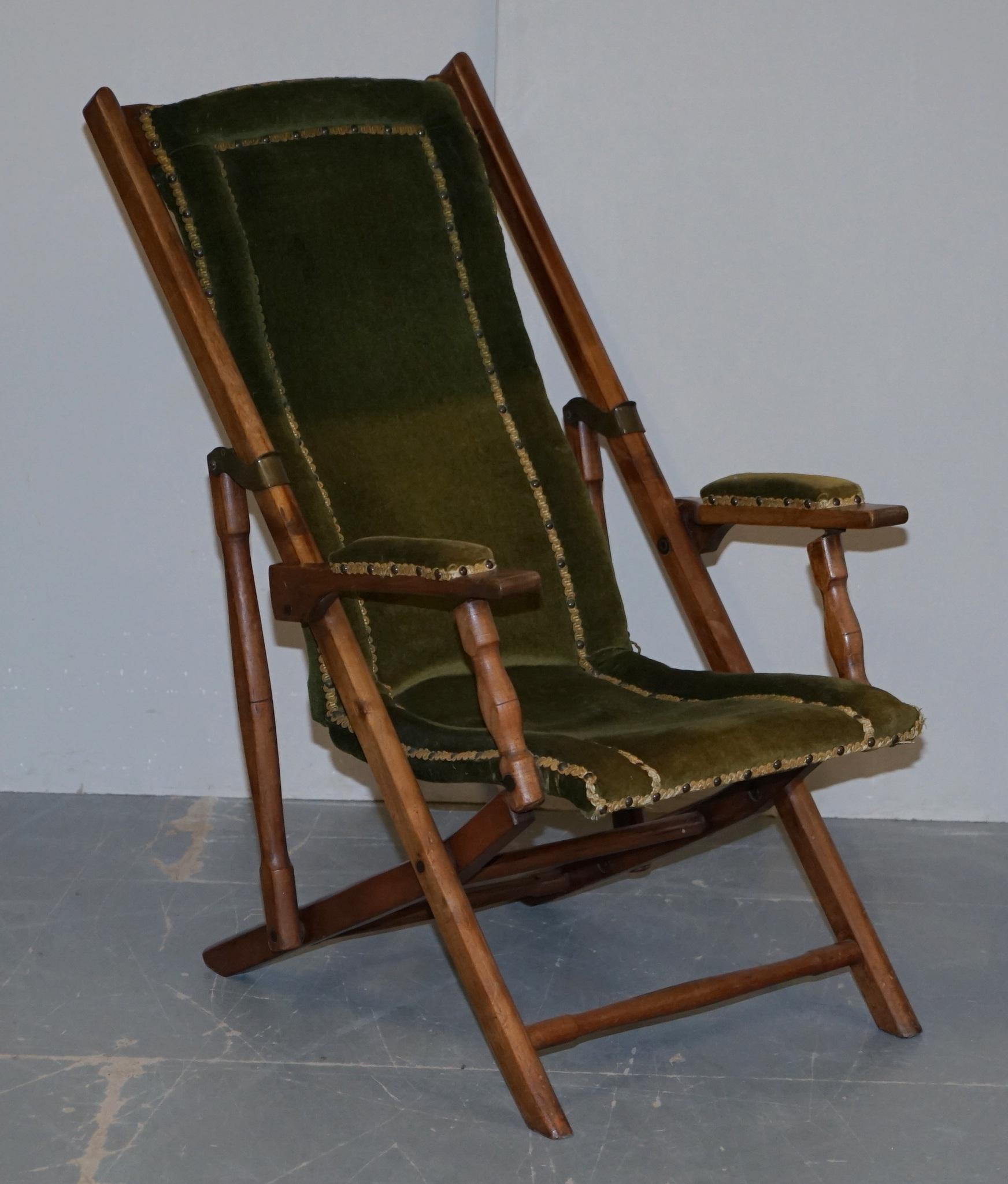 Stunning Pair of Victorian Military Campaign Folding Chairs Steamer Liner Pieces For Sale 4