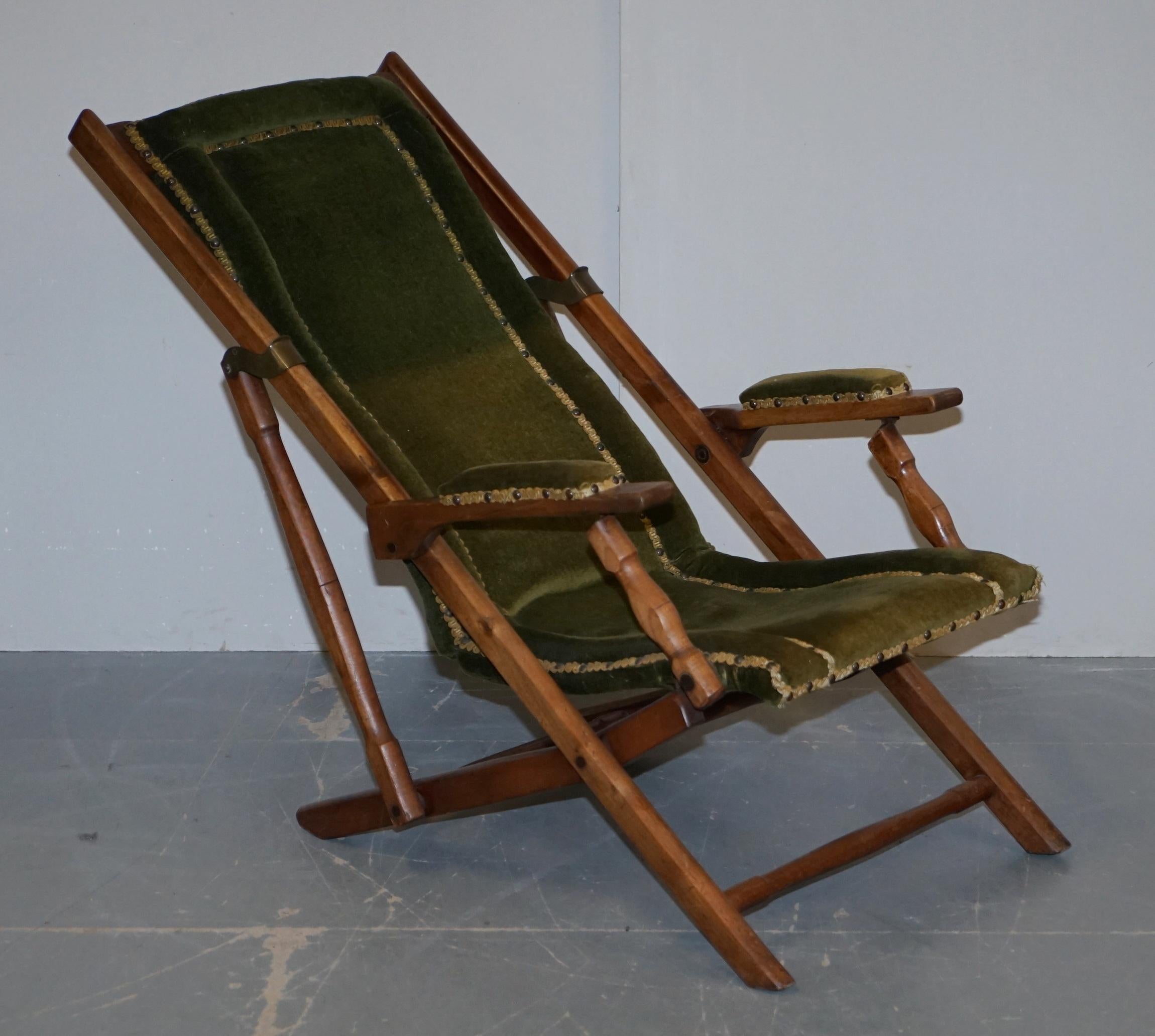 Superbe paire de chaises pliantes de campagne militaires victoriennes Steamer Liner Pieces en vente 5