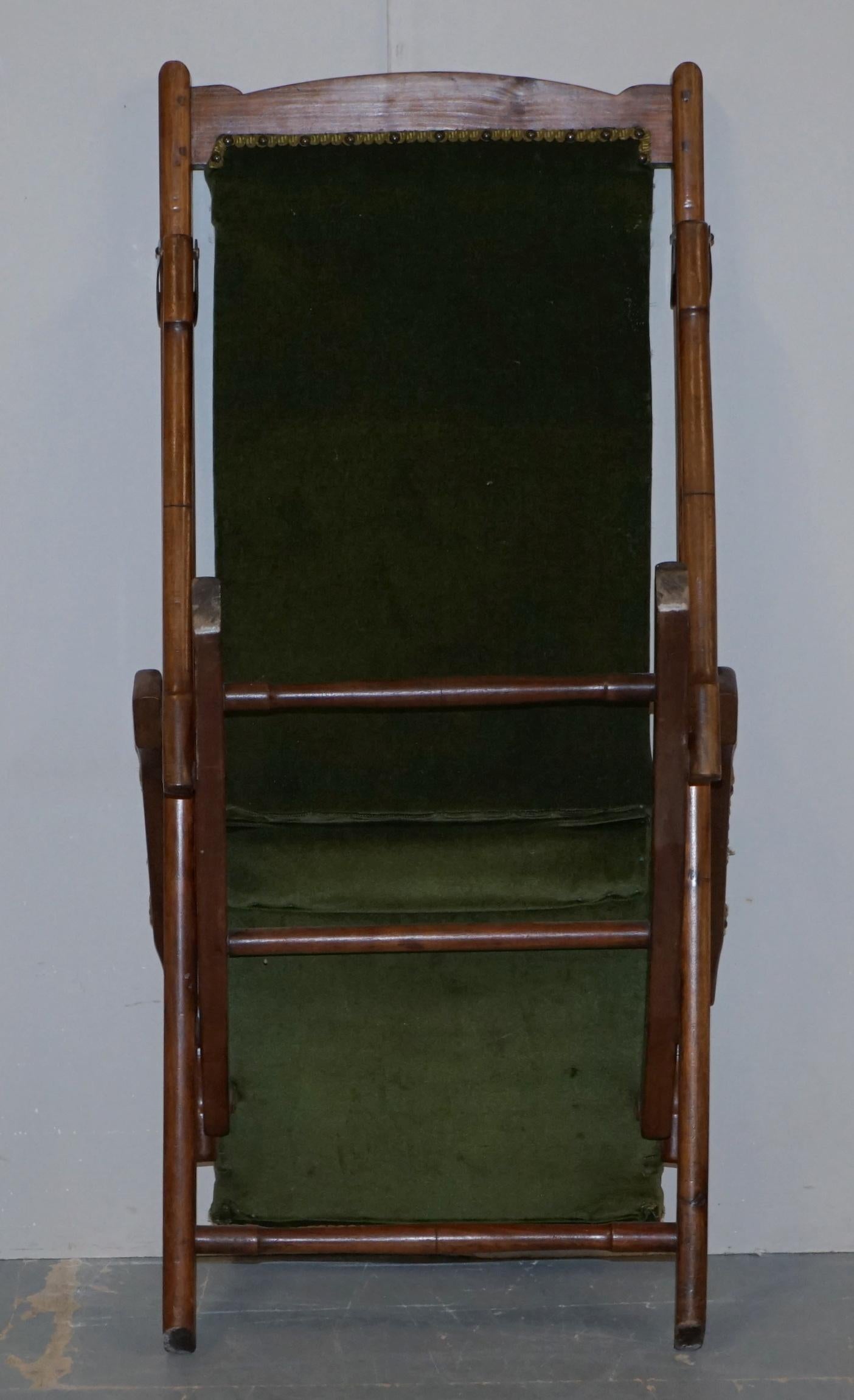 Superbe paire de chaises pliantes de campagne militaires victoriennes Steamer Liner Pieces en vente 6