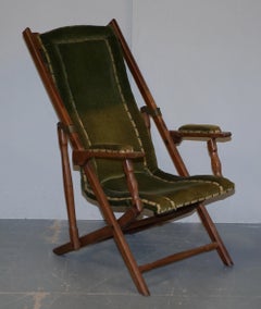 Superbe paire de chaises pliantes de campagne militaires victoriennes Steamer Liner Pieces