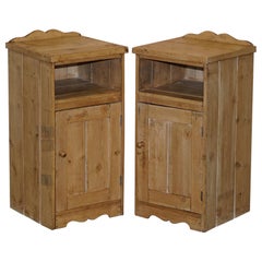 Stunning Pair of Victorian Pine Bedside Table Pot Cupboards or Lamp Wine Tables