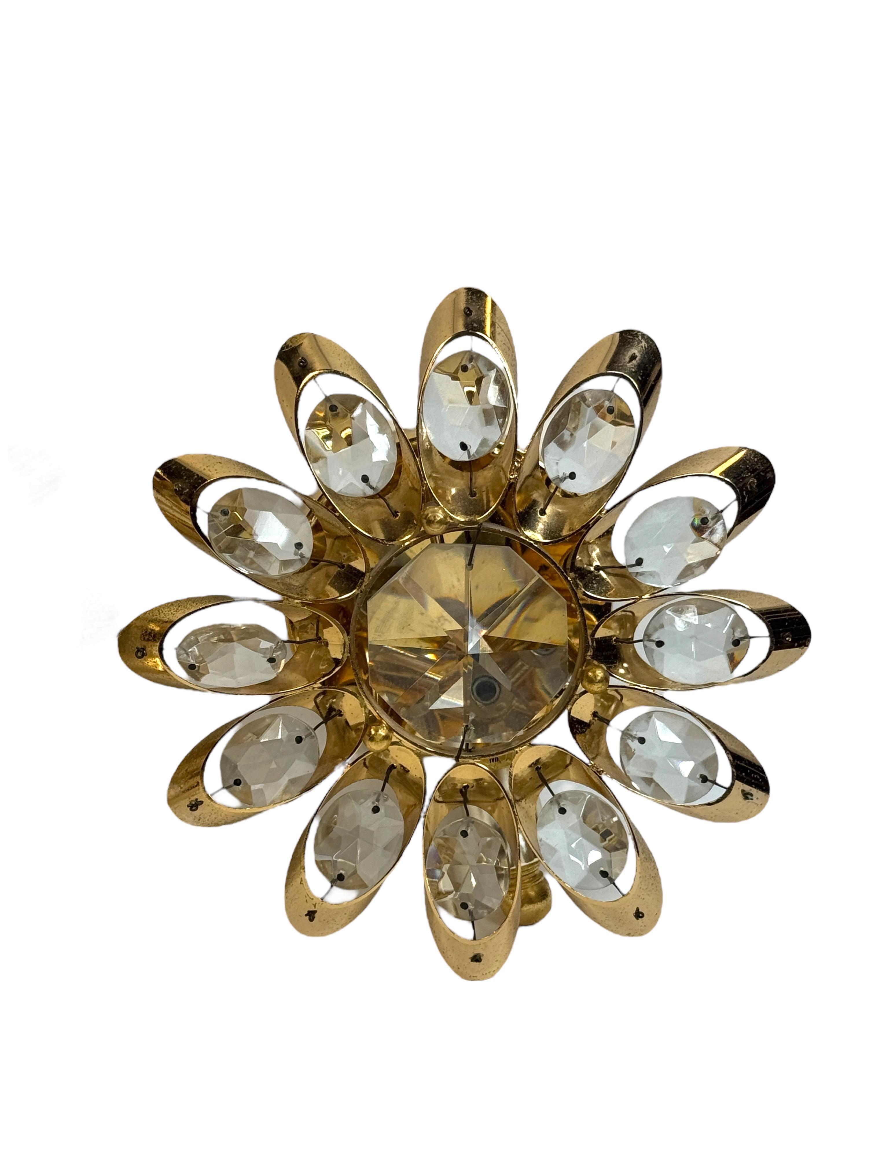 Hollywood Regency Stupefacente coppia di lampade a fiore in cristallo 