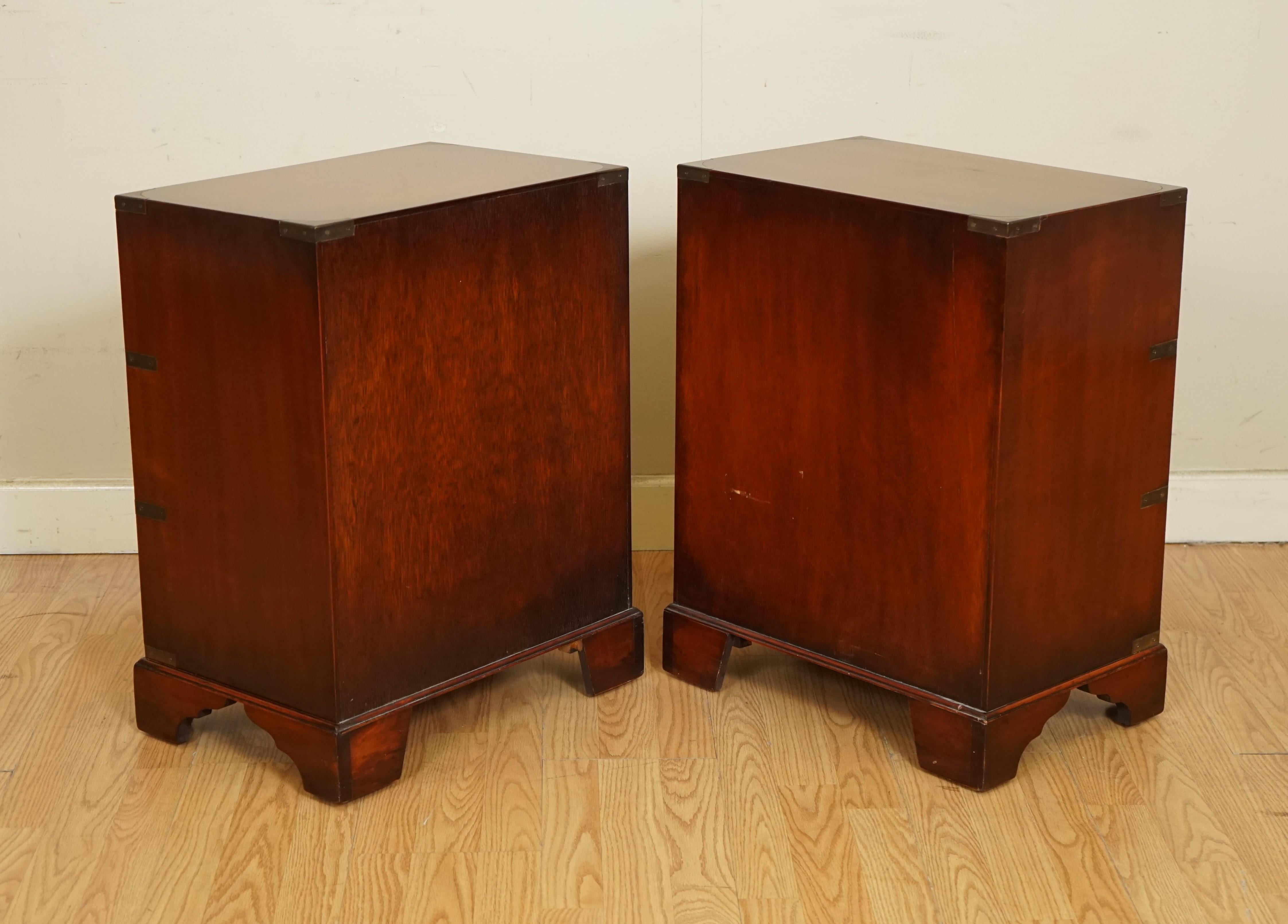 Stunning Pair of Vintage Military Campaign Bedside End Tables 4