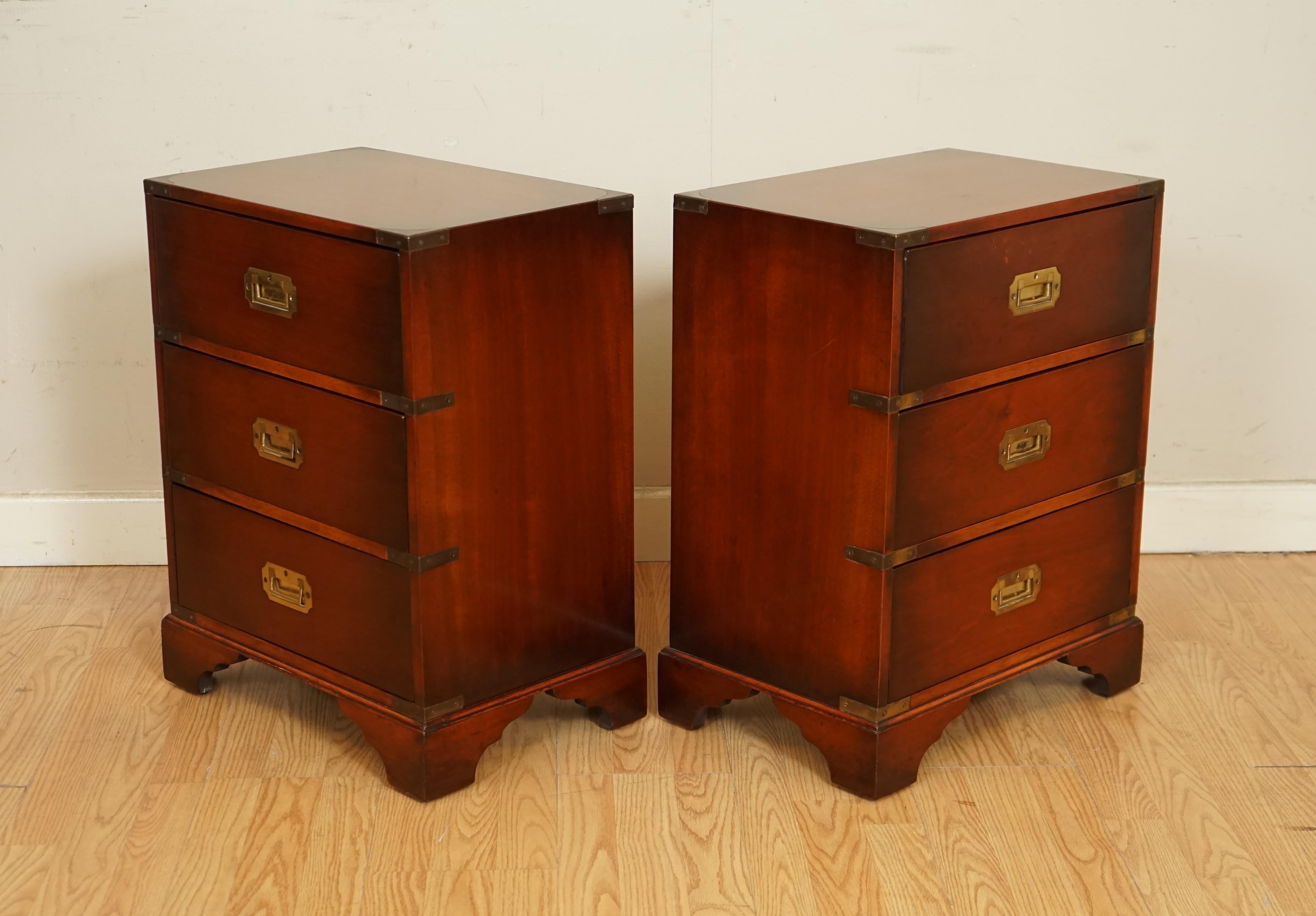 20th Century Stunning Pair of Vintage Military Campaign Bedside End Tables