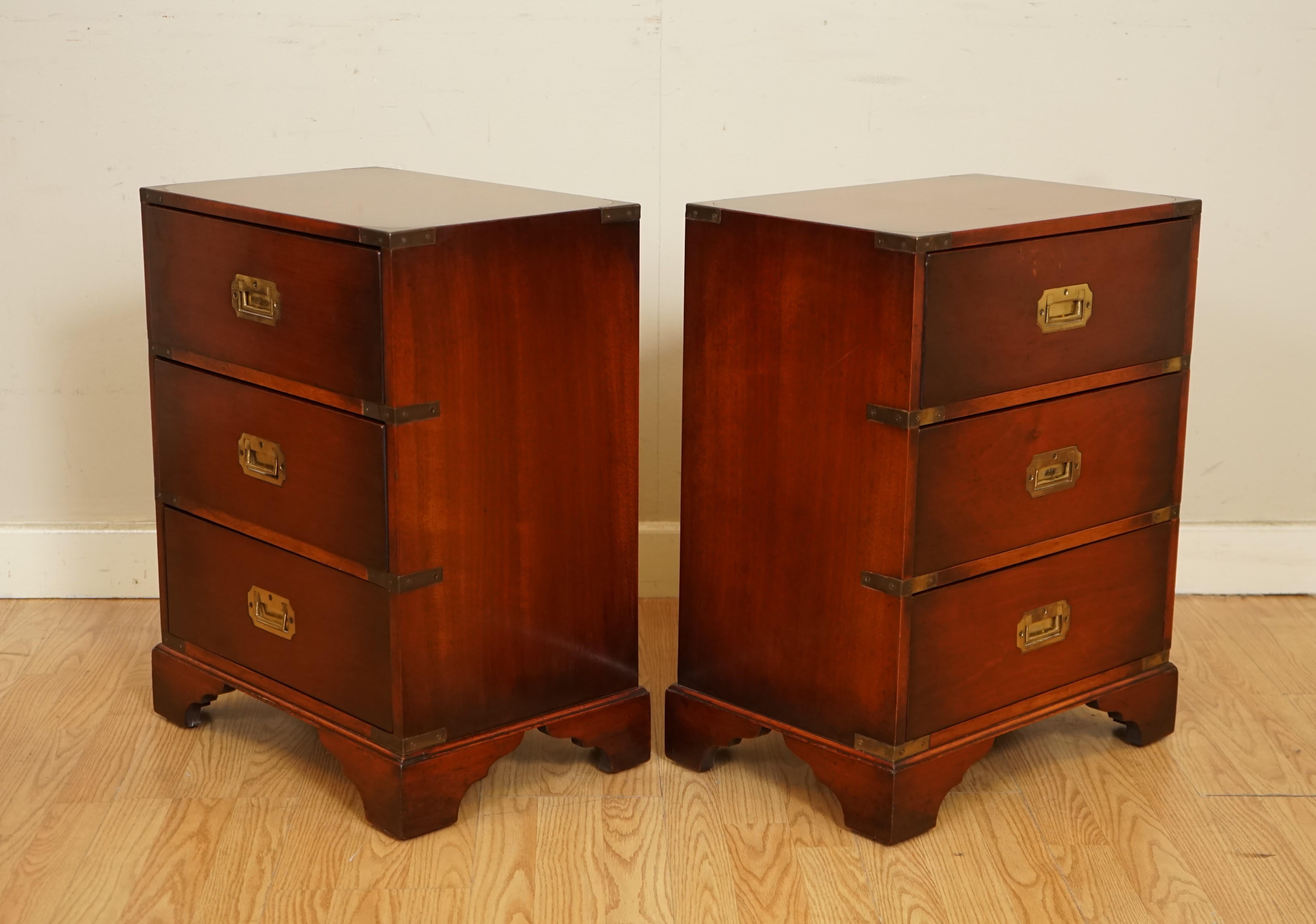 Brass Stunning Pair of Vintage Military Campaign Bedside End Tables