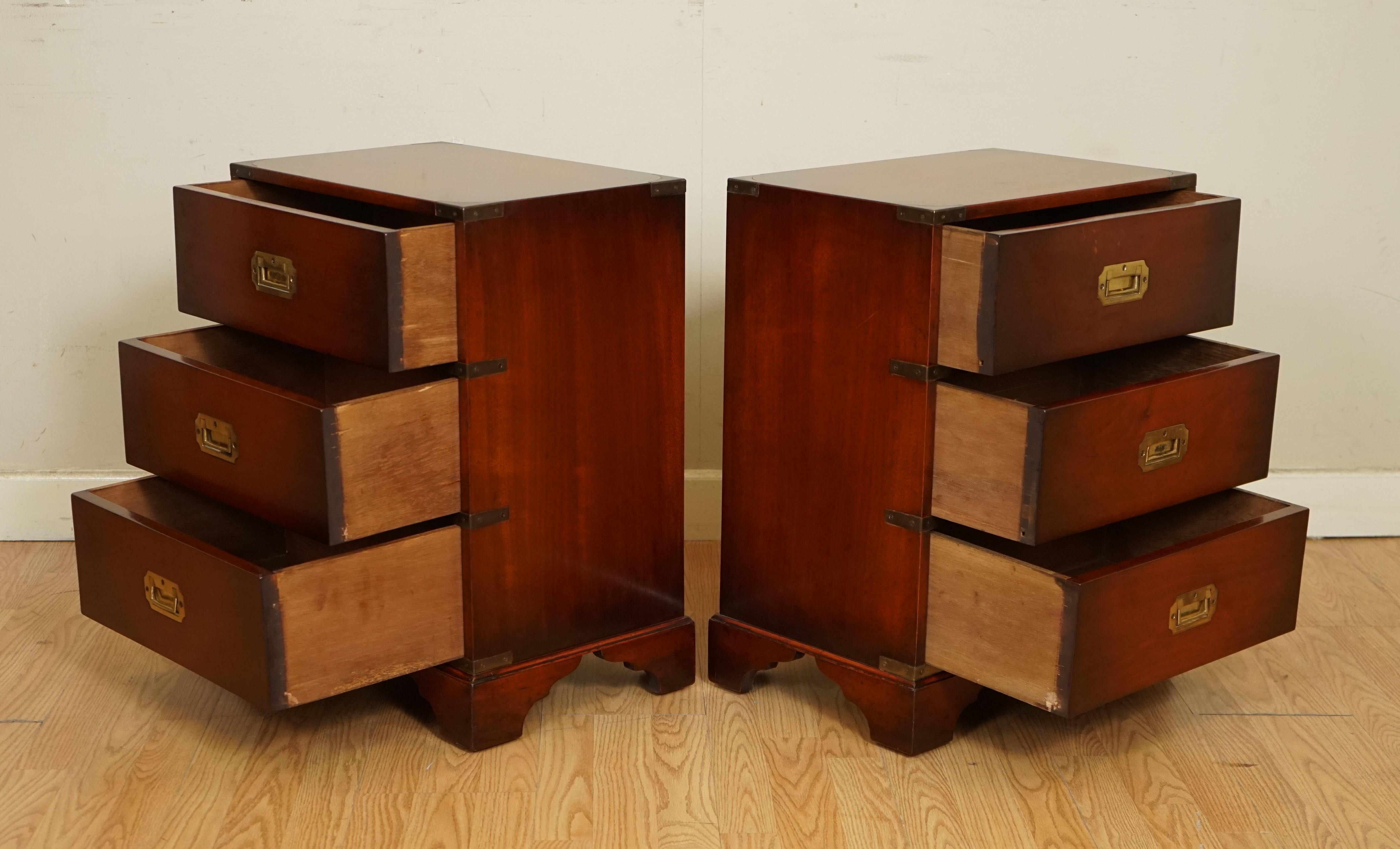 Stunning Pair of Vintage Military Campaign Bedside End Tables 1